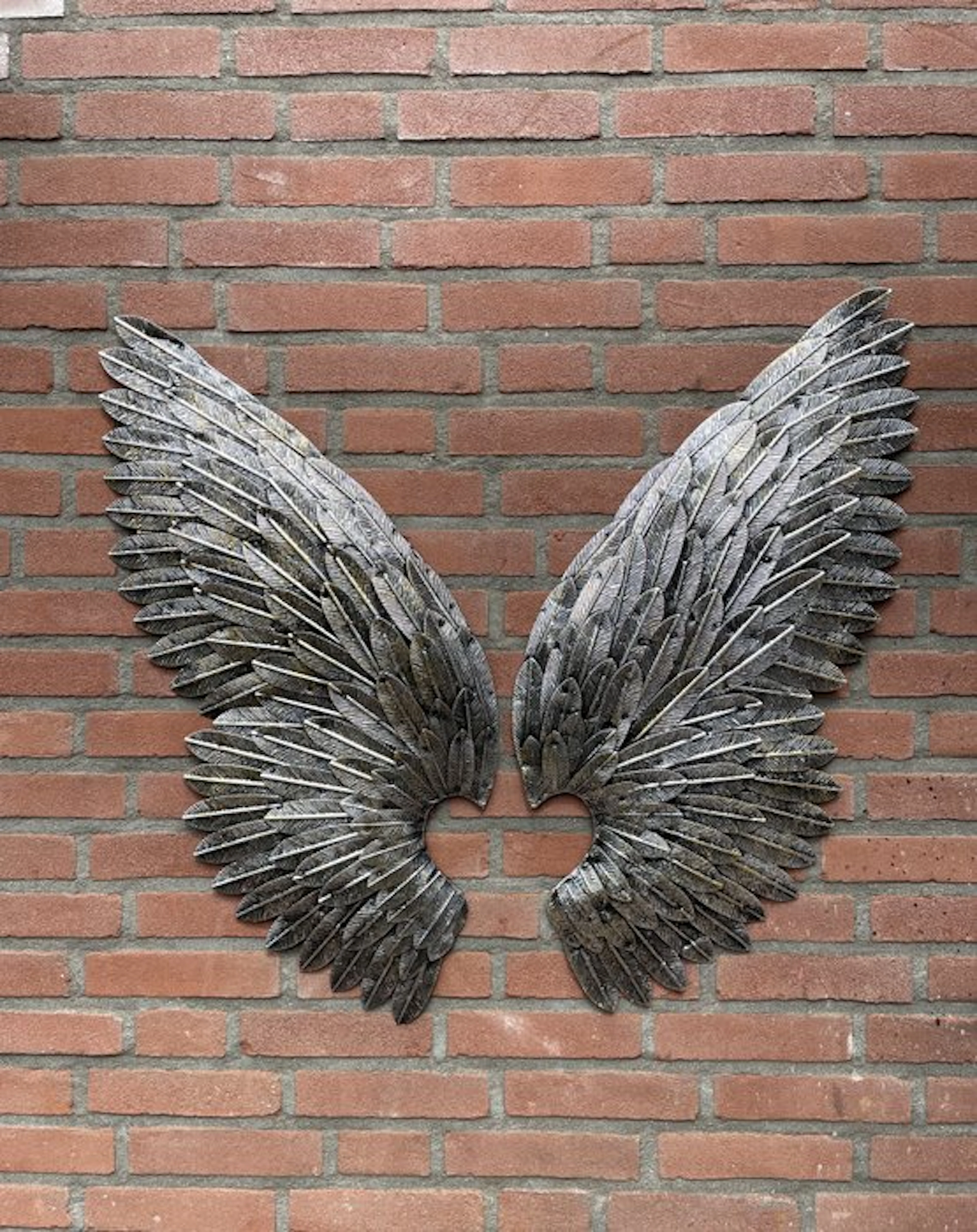 Decorative ornament (2) - Set of 2 Large Metal Angel...