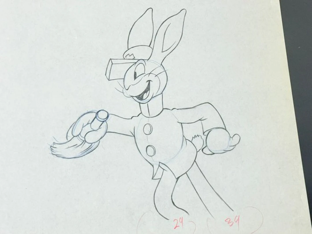 Walt Disney - Ambulance Driver Animation Drawing - Toby Tortoise Returns (1936)