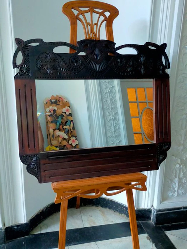 Wandspiegel Jugendstil Art Déco Holz Geschnitzt - Mirror - Glass, Wood