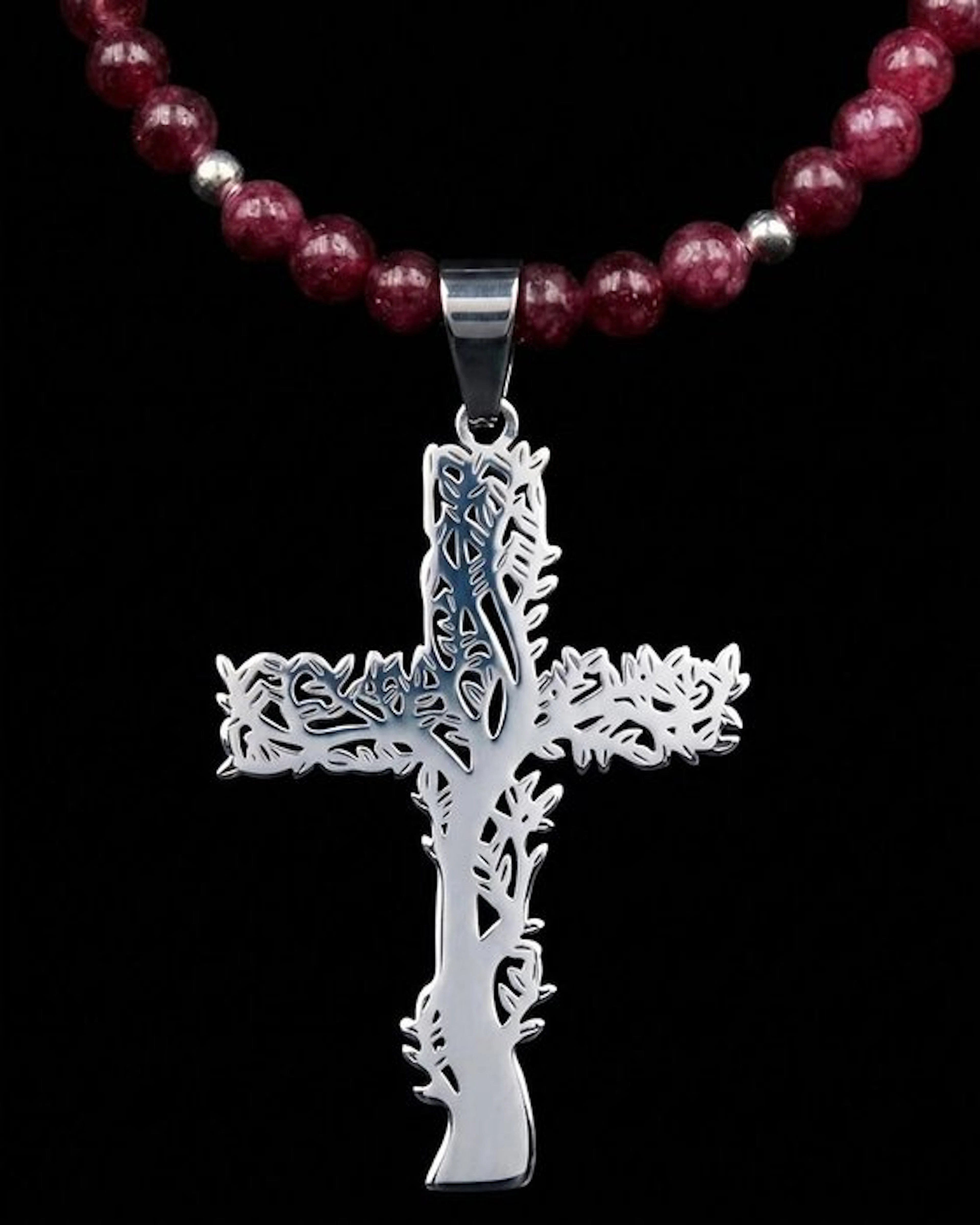 Celtic Tree of Life Cross – Druid Seal – Garnet –...
