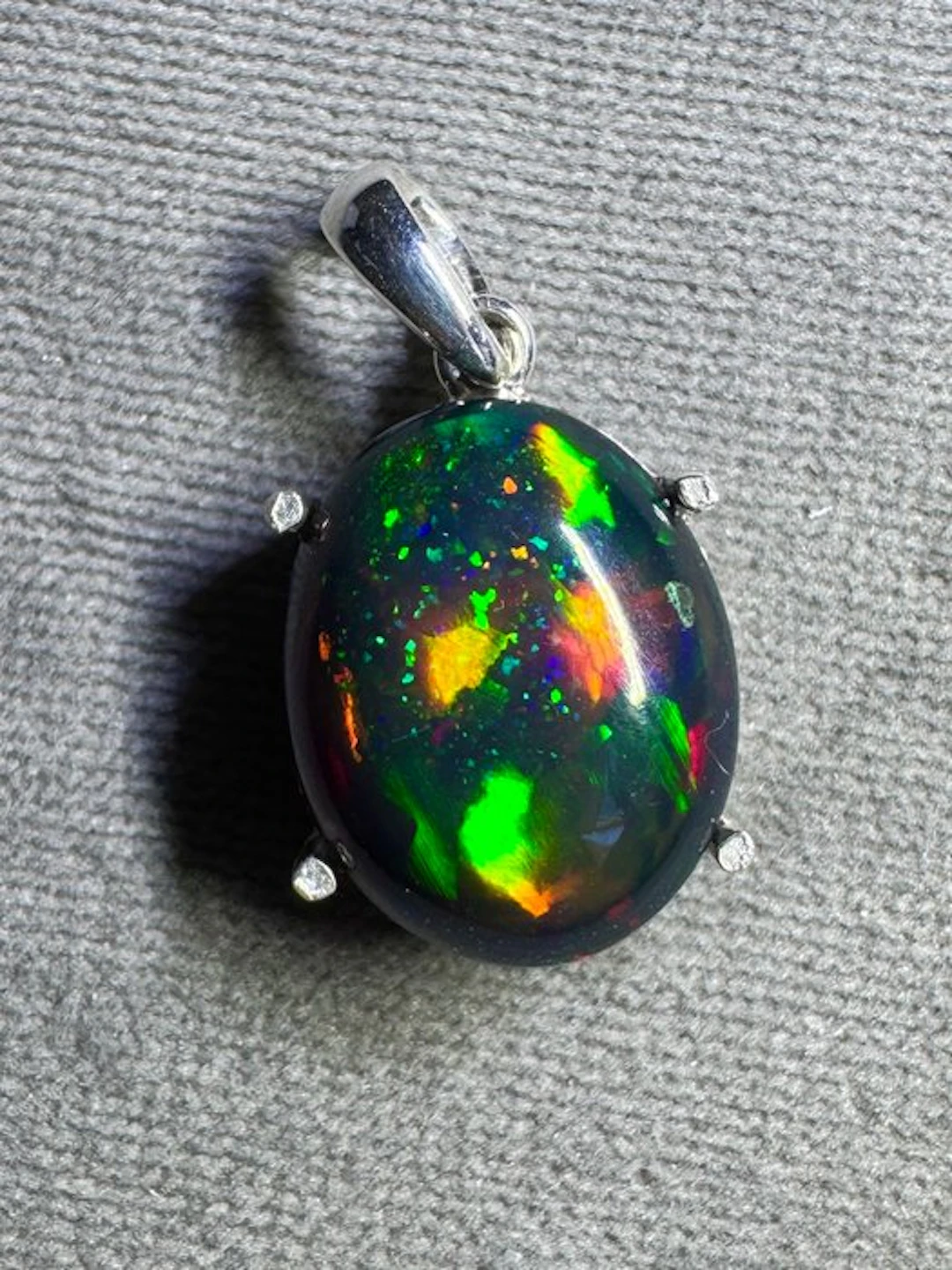 AAA - Natural Ethiopian black opal pendant + 925 silver