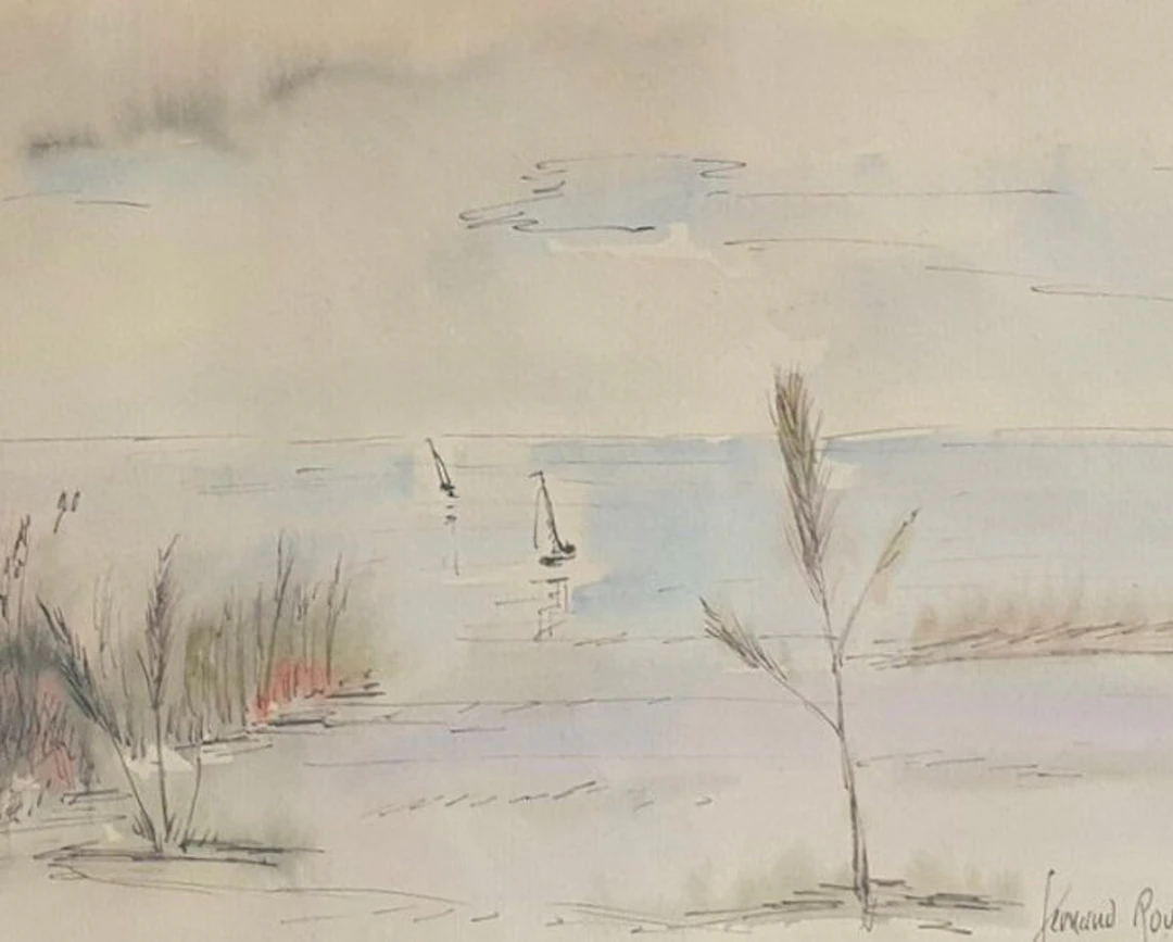 Fernand Roux (1906-1994) - Paysage de bord de mer