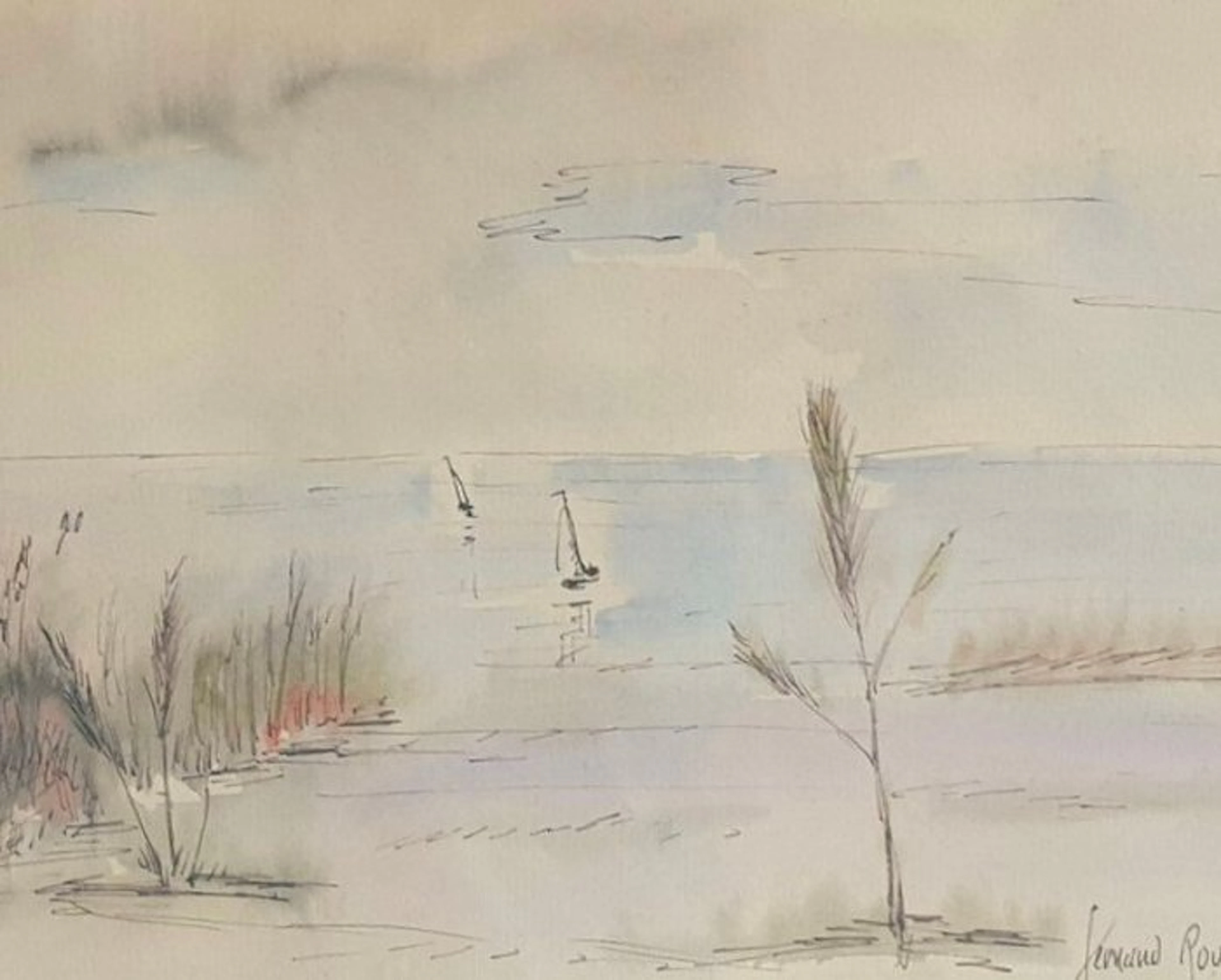 Fernand Roux (1906-1994) - Paysage de bord de mer