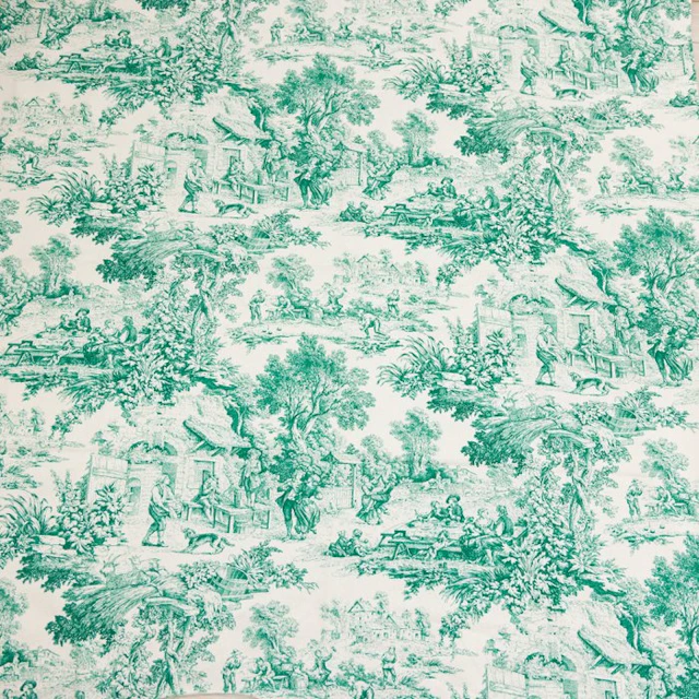AA193 - Toile de Jouy Fabric in Mint Green - 100% Cotton...