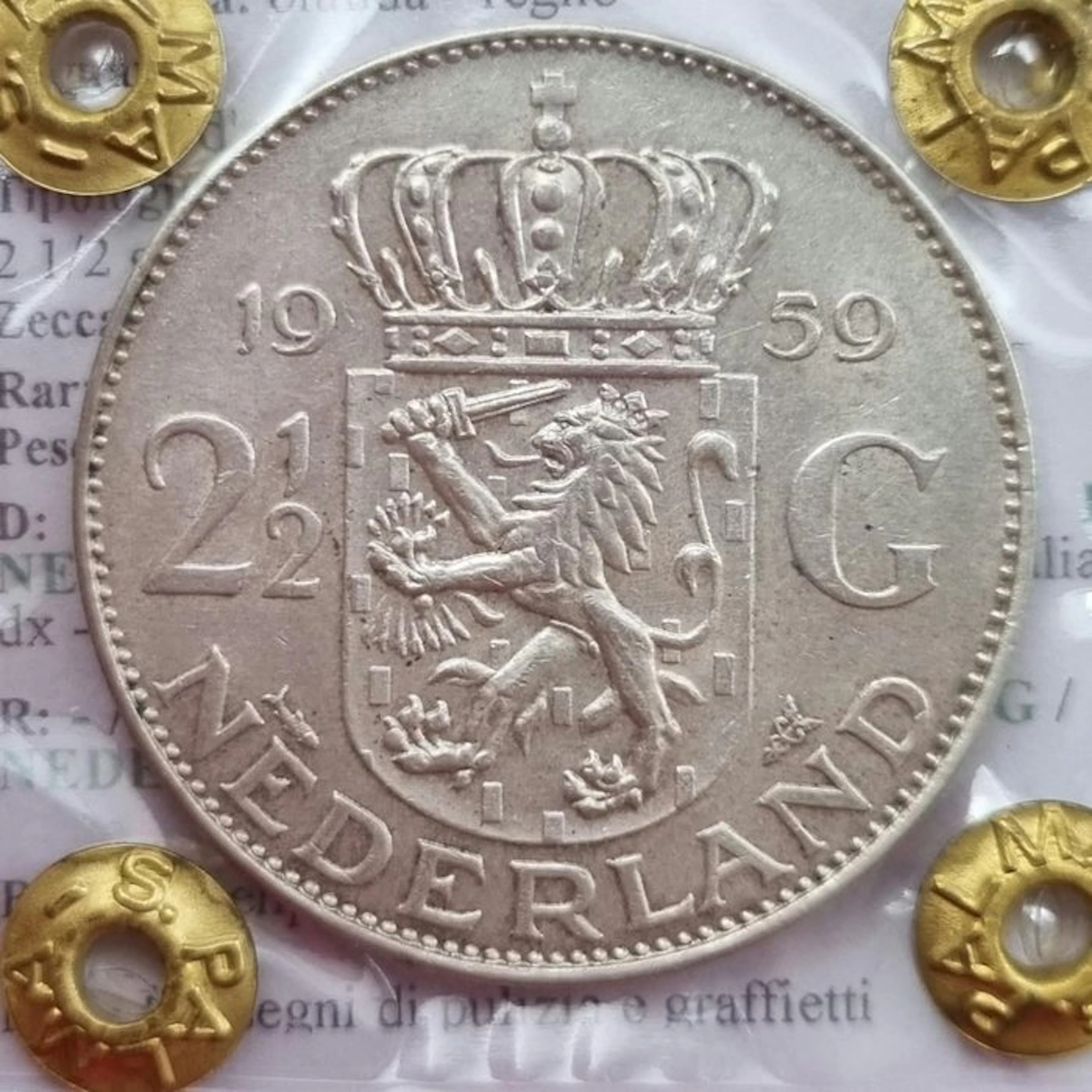Netherlands. Wilhelmina. 2 1/2 Gulden 1959 (No reserve price)