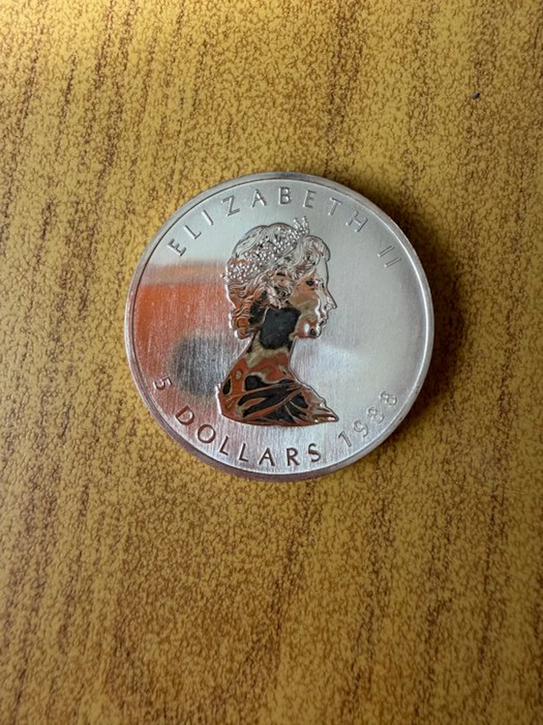 Canada. 5 Dollars 1988 1 Oz .999 Foglia d’Acero (No reserve price)