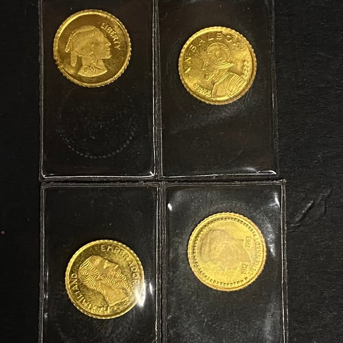 World. 1970s Lot of 4 “World Smallest 8K Gold Coins" 1970 (No reserve price)