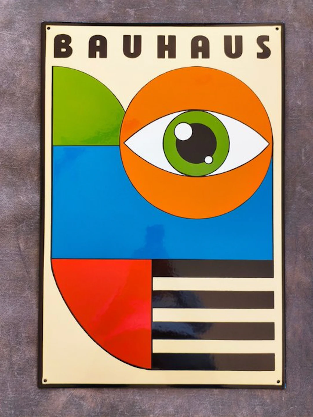 Bauhaus - enamel sign BAUHAUS grünes Auge Emailschild Emaille Schild