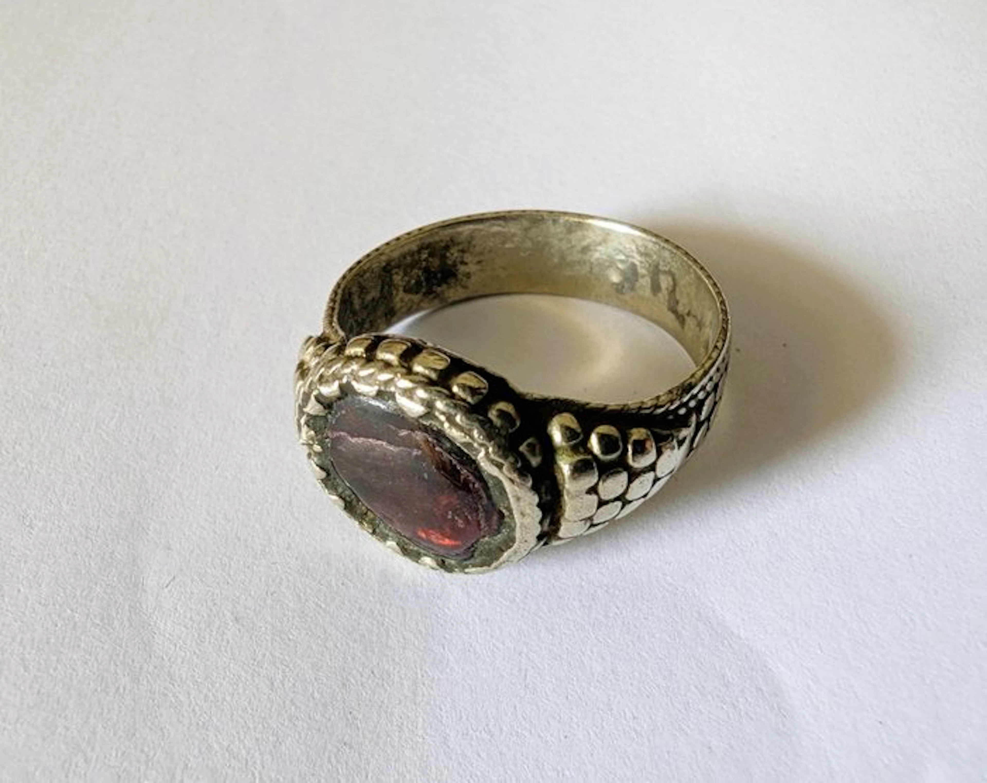 Silver, Garnet - Ring - Yemen