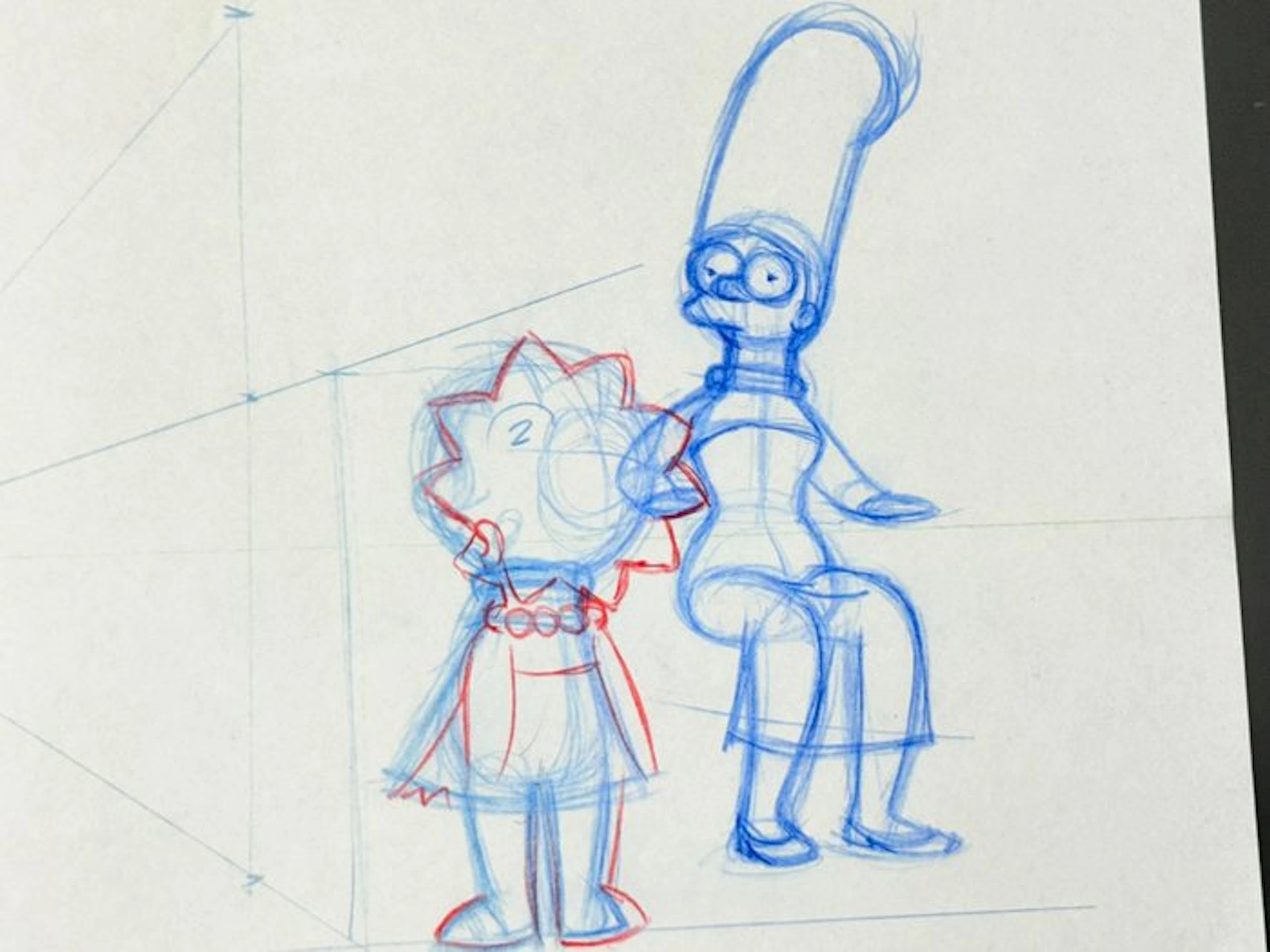Gracie Films (1992) - Original Animation Drawing of Marge and Lisa Simpson