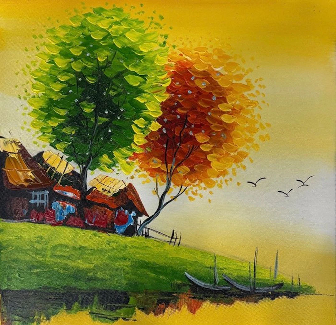 Hung Richard (1966) - Sérénité au bord de l'eau ↑40 →40 cm → No Reserve ✓