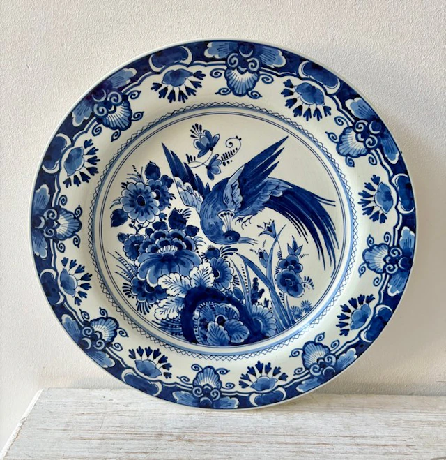 De Porceleyne Fles, Delft - Wall plate - Motiv: Pfau - Ceramic - 35cm - 1976