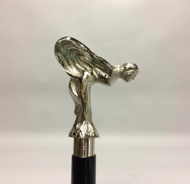 Walking stick - Wood with a Lady Rolls-Royce as a handle