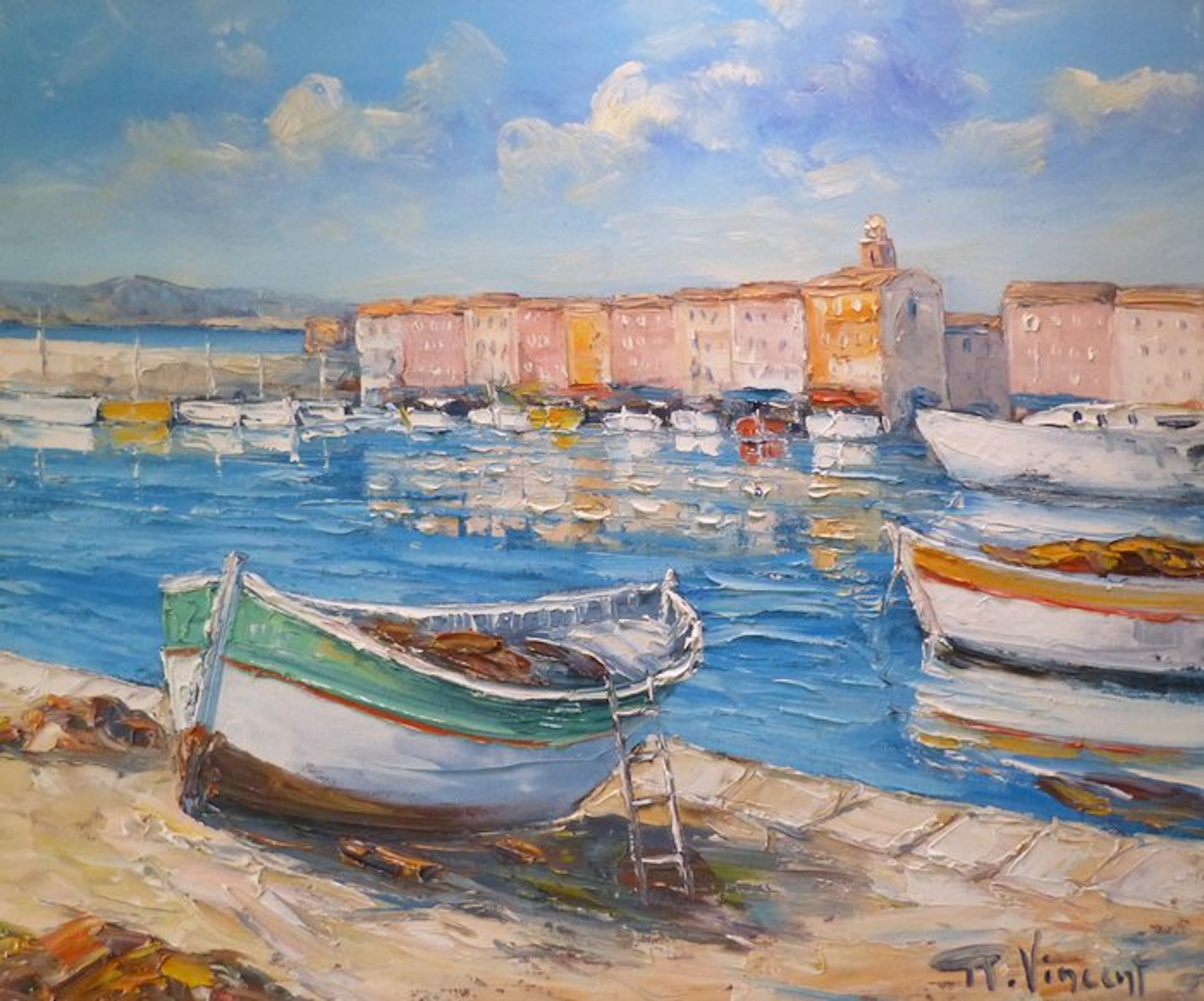 R. Vincent (1954) - Le port de saint Tropez en Provence...