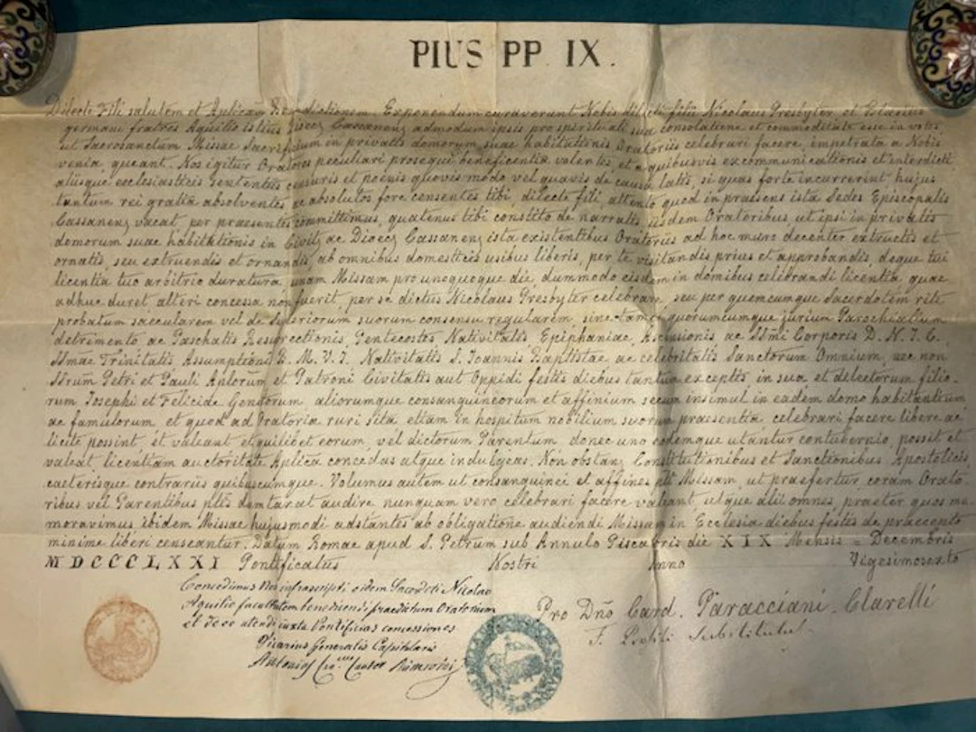 Document - Pio IX — Breve apostolico - 1871