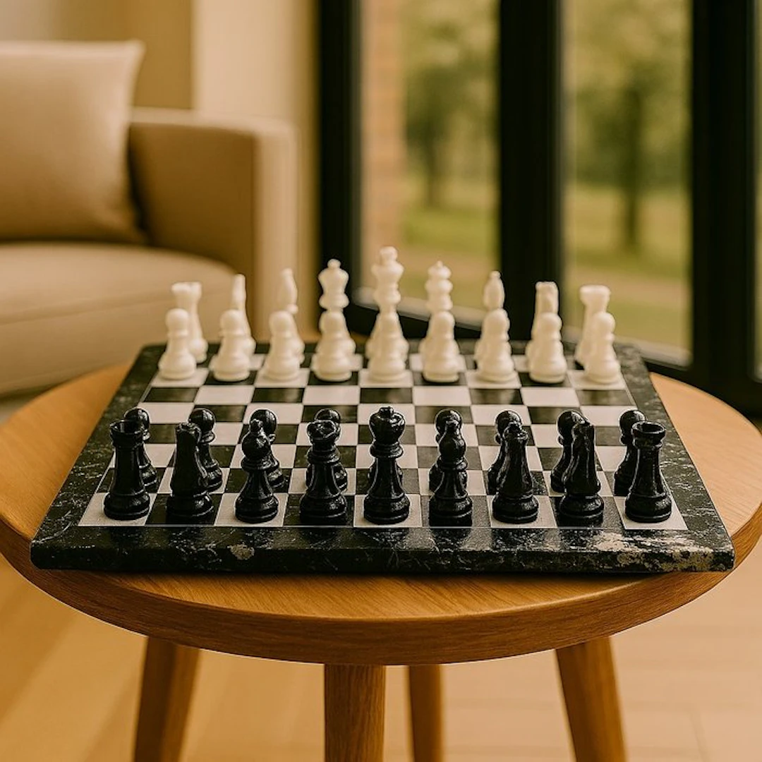 Handcrafted Luxury Black & White Marble Chess Set...
