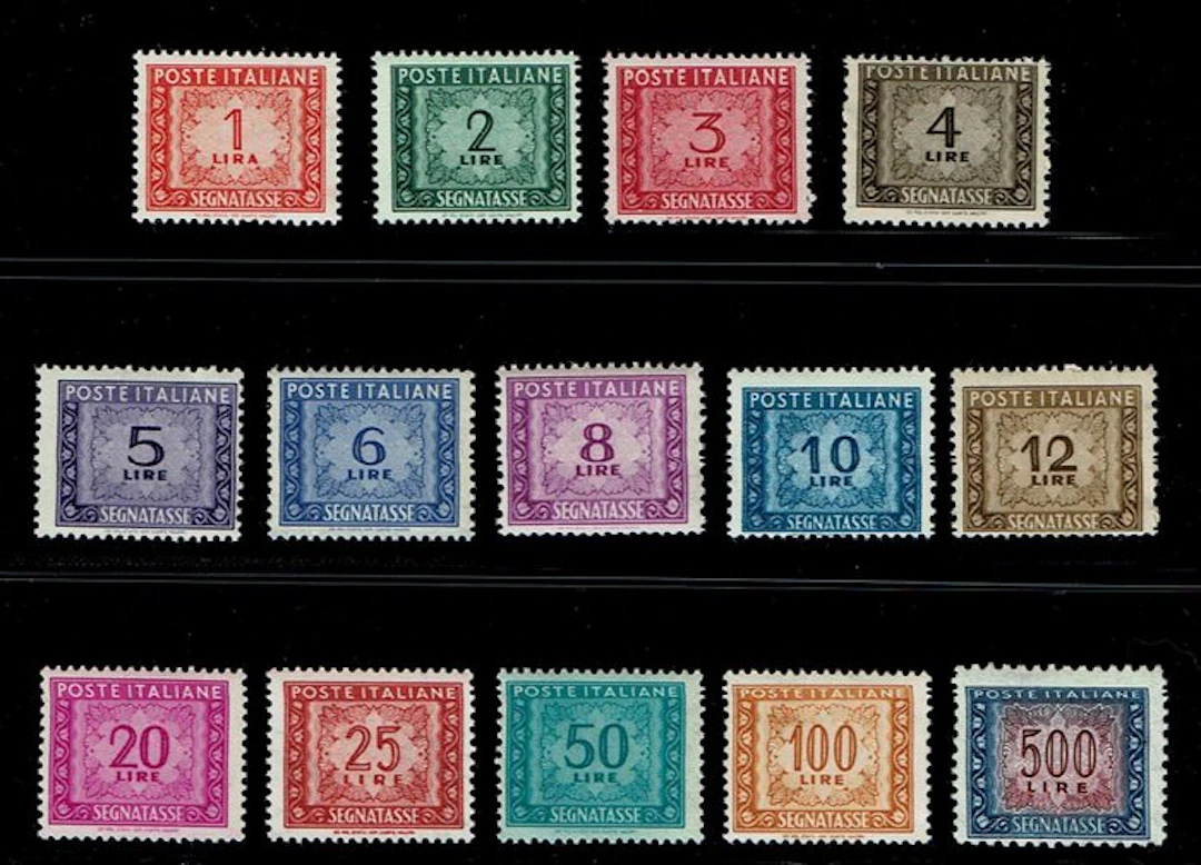 Italian Republic 1947 - Duty stamp - Wheel watermark - MNH - Sassone TX 97/110.