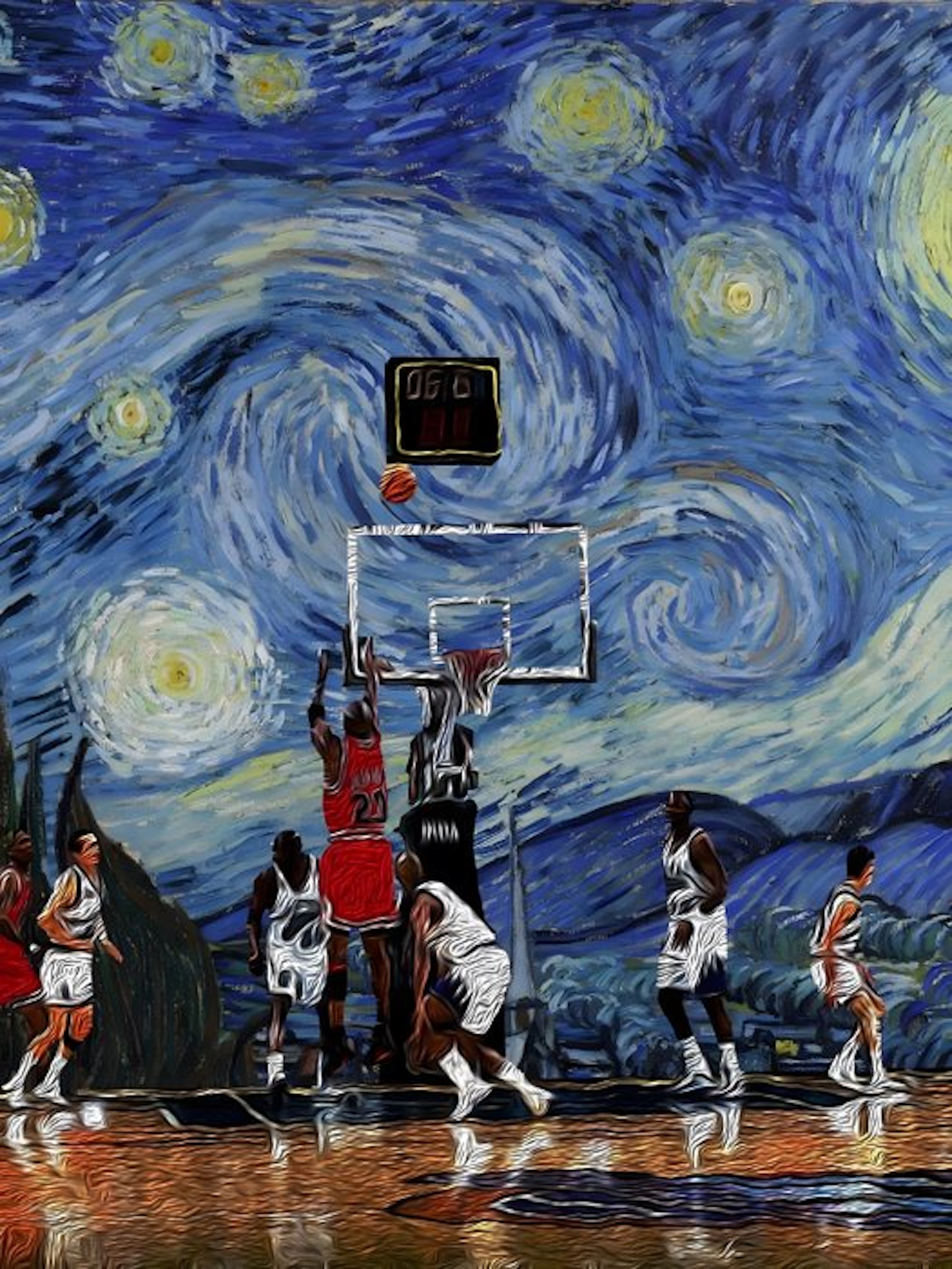 daveY - "Starry Night Slam": Michael Jordan & NBA Legend...