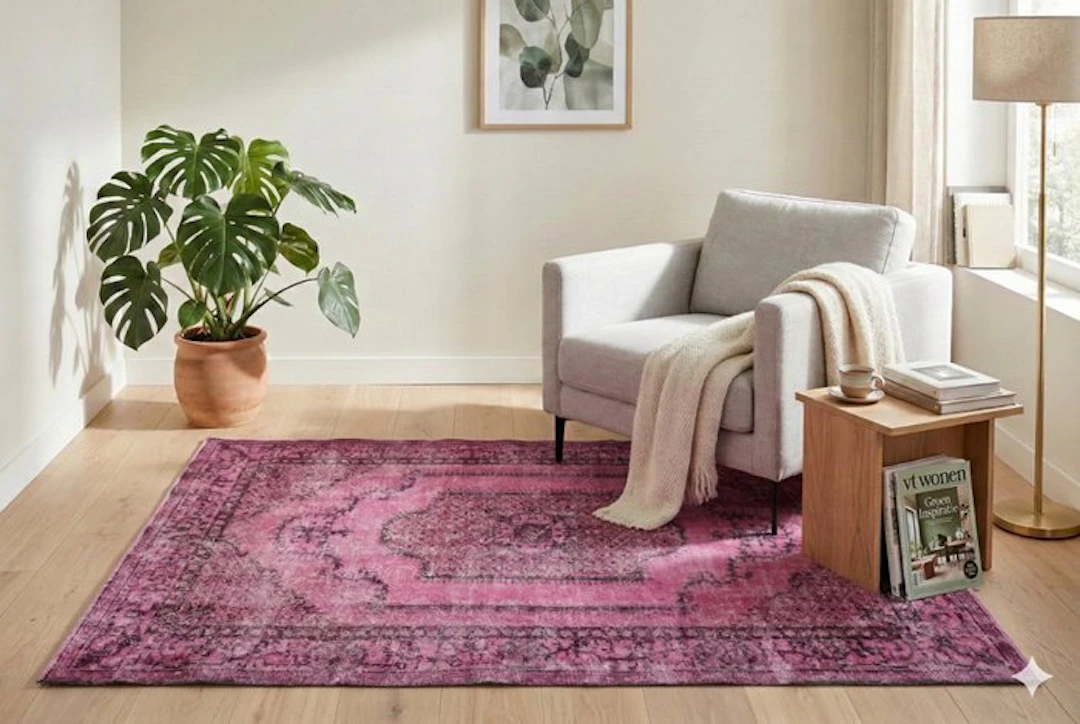 No reserve! Pink vintage - Rug - 215 cm - 115 cm - with certificate