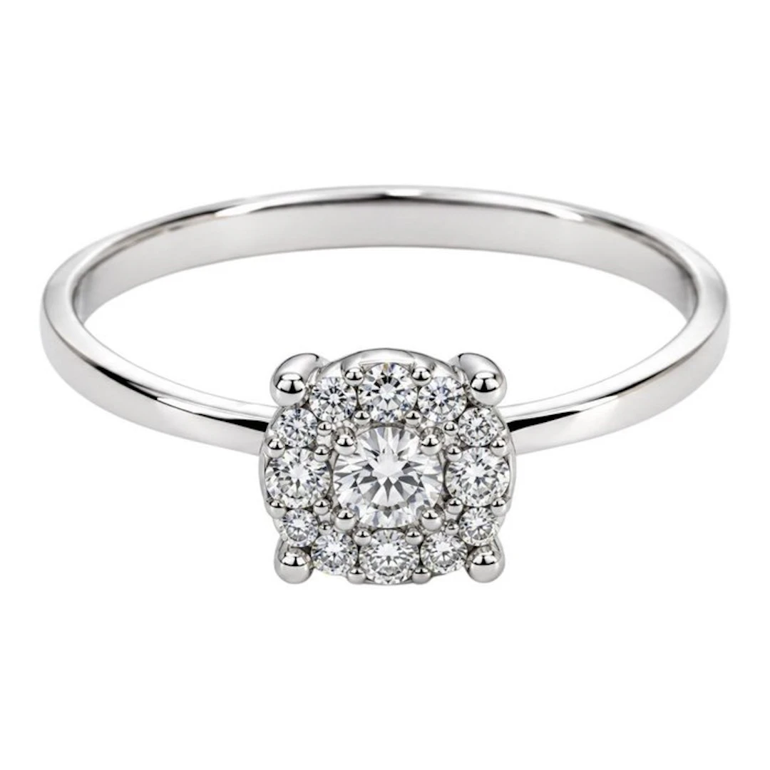 Ring - 18 kt. White gold - 0.35ct. tw. Diamond (Natural) - Made in Italy