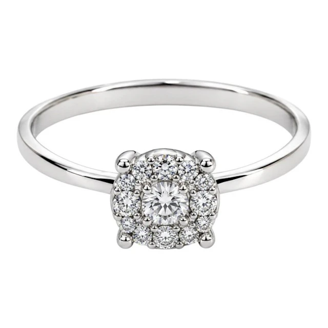 Ring - 18 kt. White gold - 0.35ct. tw. Diamond (Natural) - Made in Italy