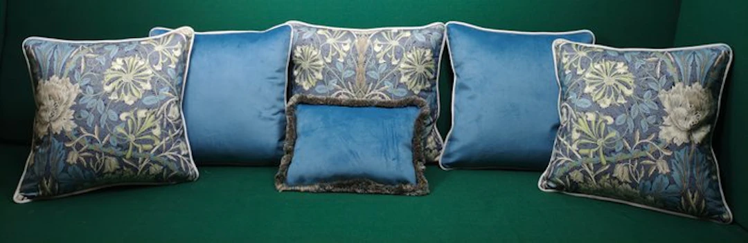 Pillow set with "Honeysuckle & tulip" fabric by Morris & Co