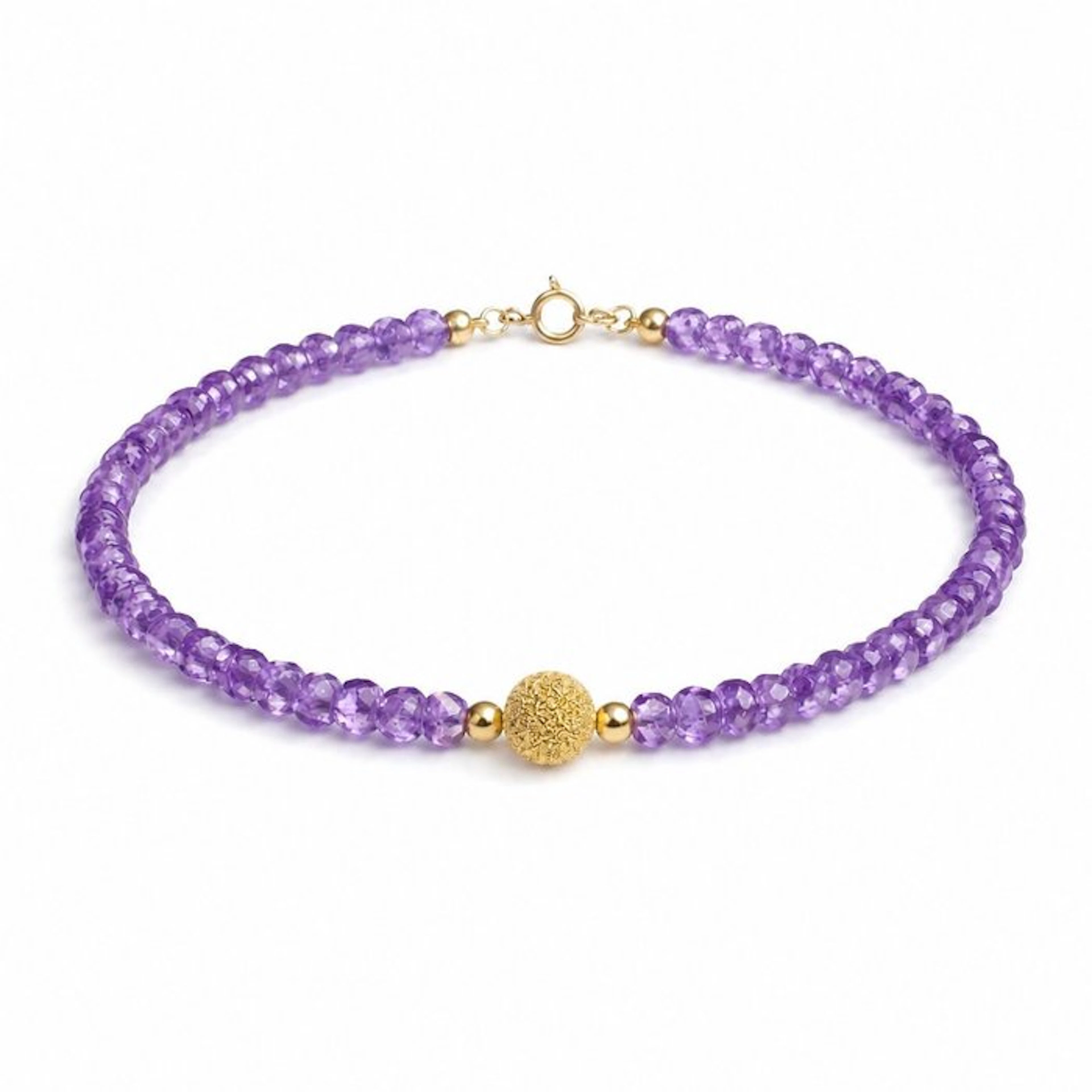 No reserve price - Bracelet - 18 kt. Yellow gold Amethyst