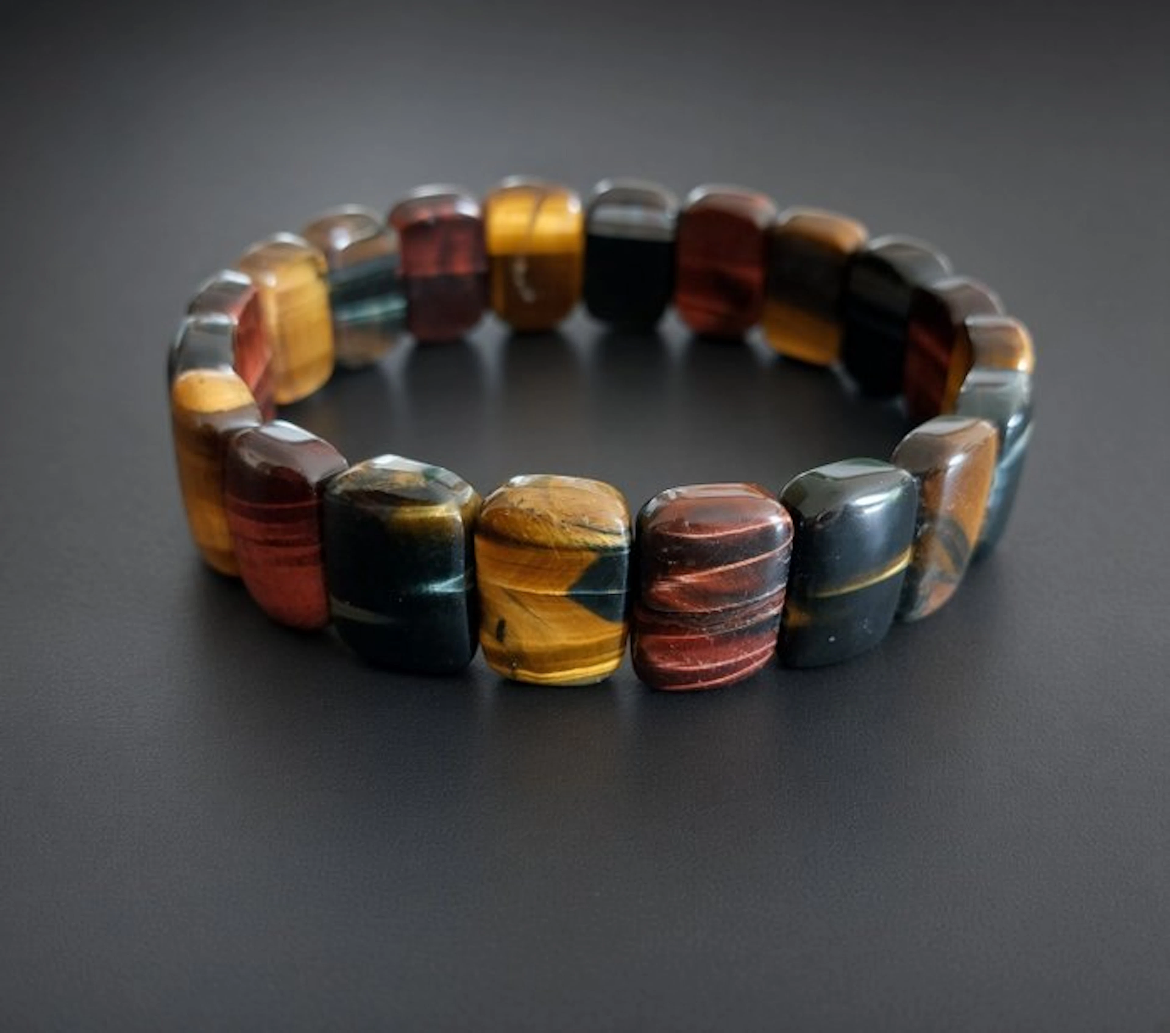 Multicolored tiger's eye bracelet