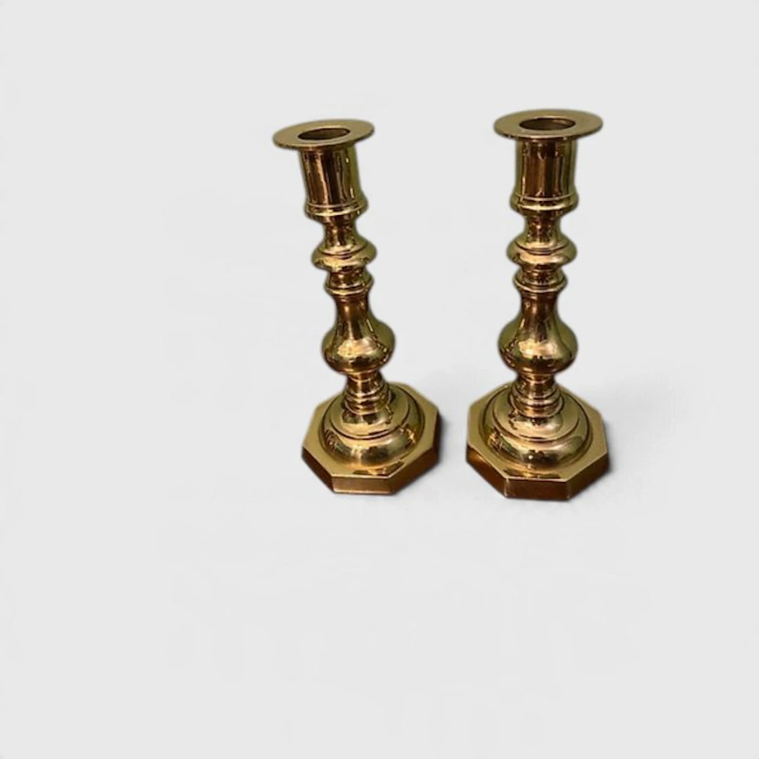 Candlestick (2) - Brass - English candlestick