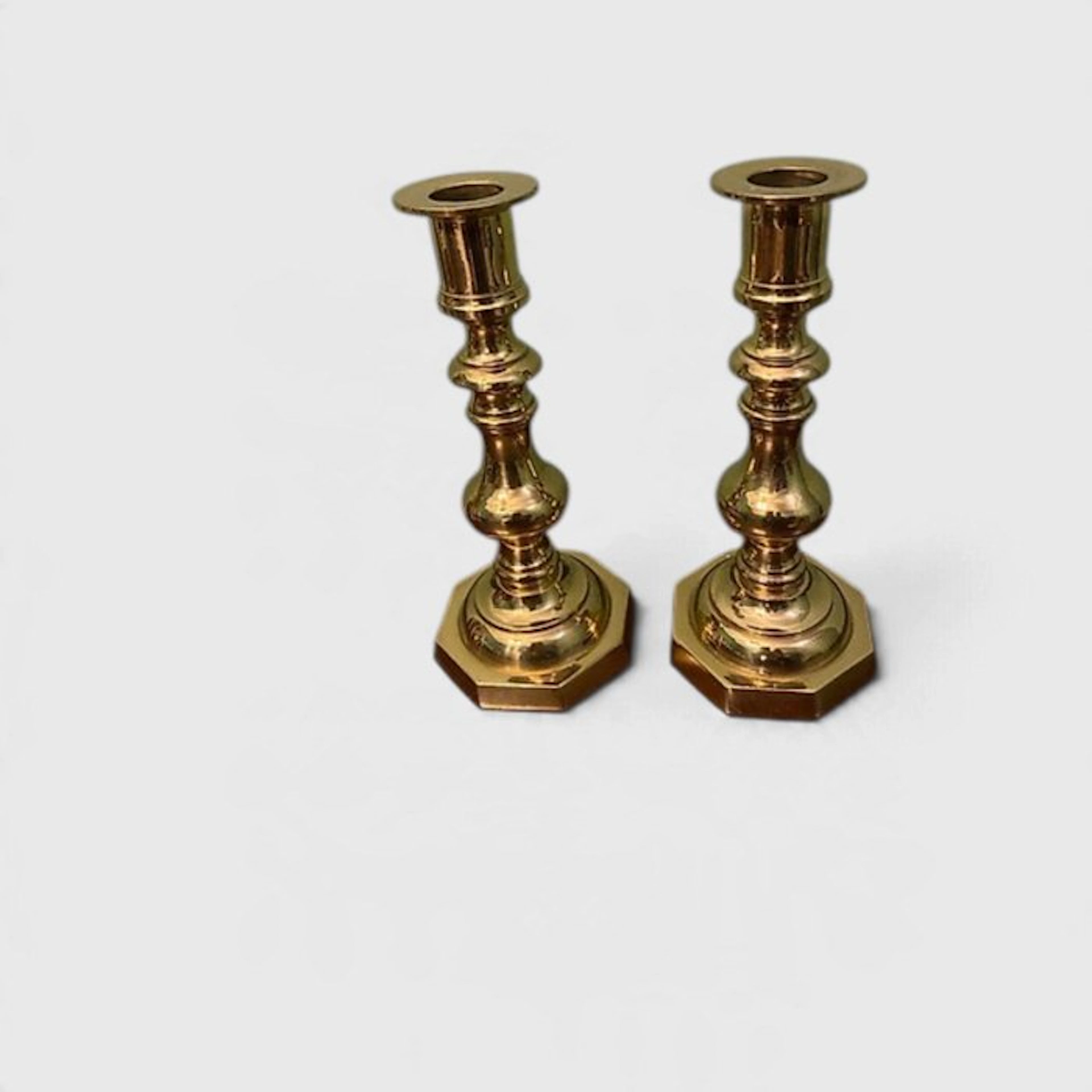 Candlestick (2) - Brass - English candlestick