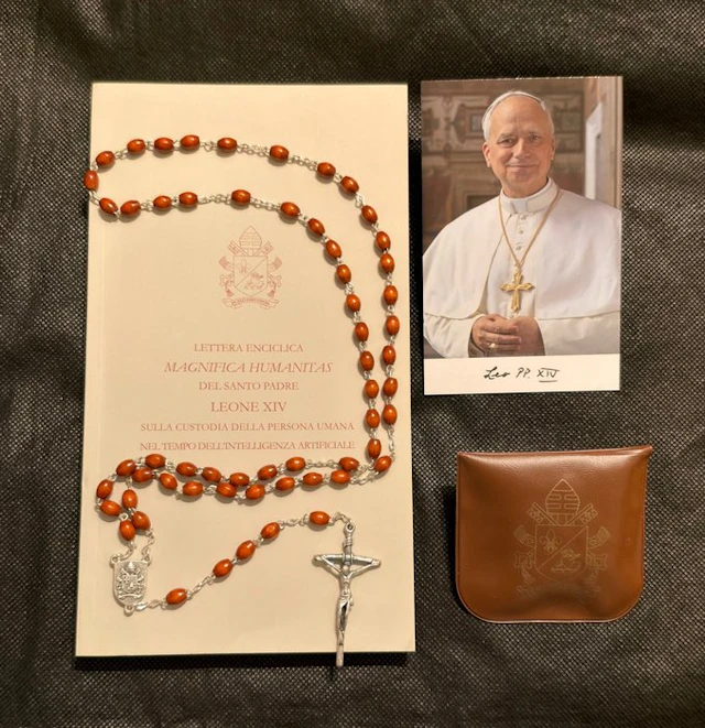 Rosary - Paper, Leather, Encyclical Magnificent Humanity - 2026 - Pope Leo XIV