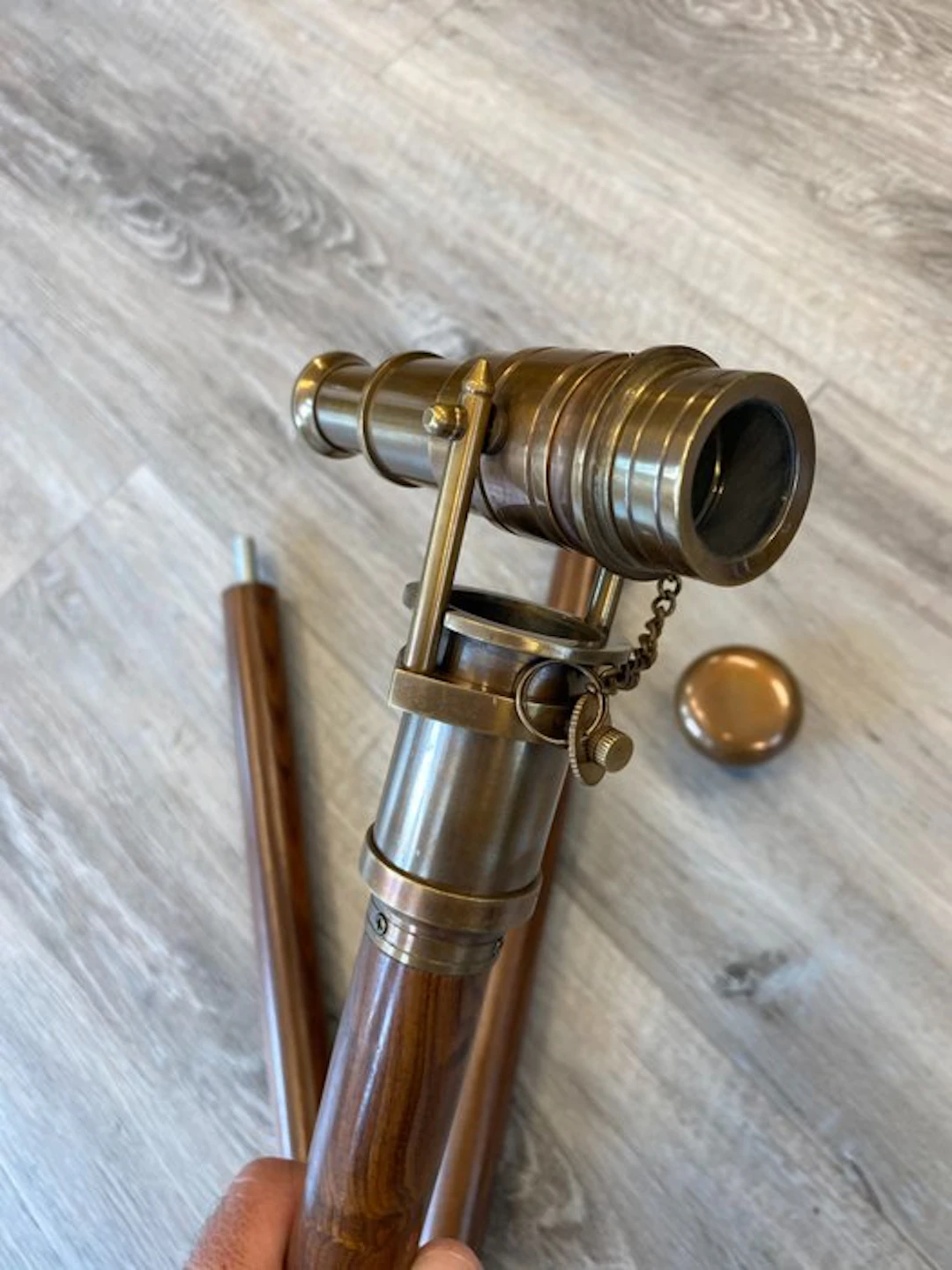 Walking stick - Walking stick with a heavy brass handle...
