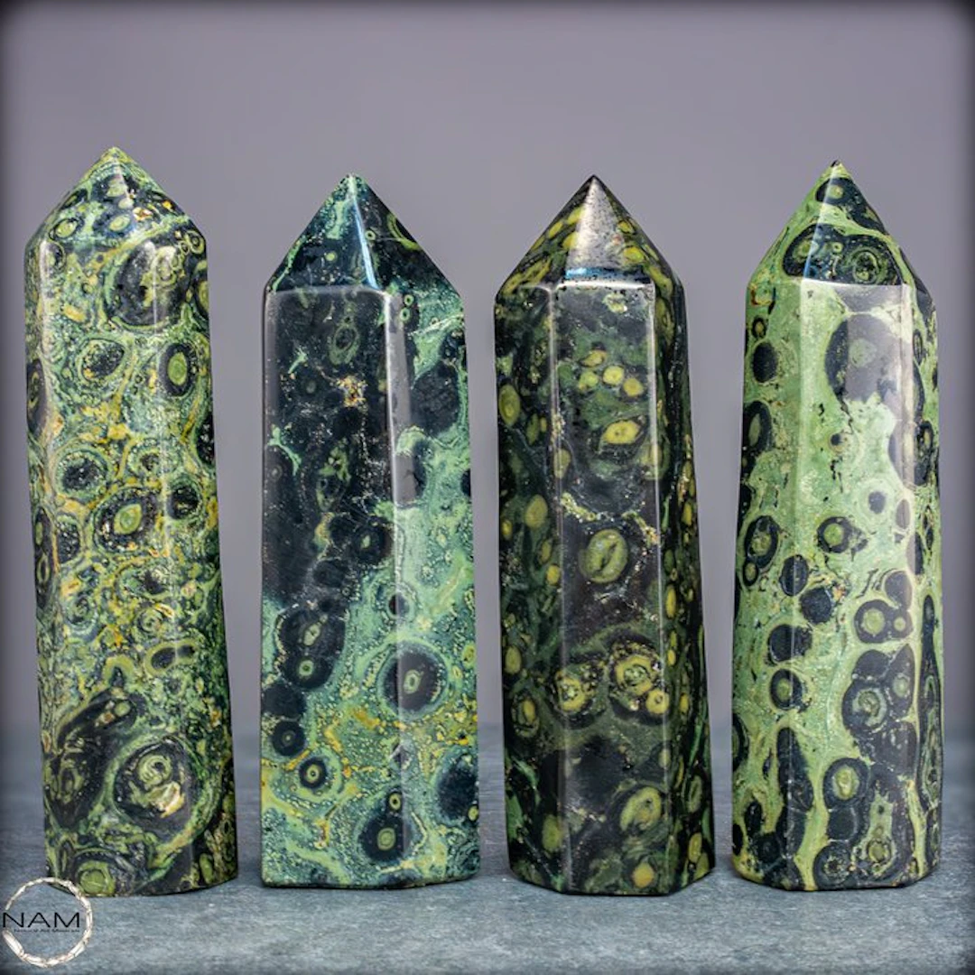 Kambaba Jasper Obelisk Set – impressive natural stone...