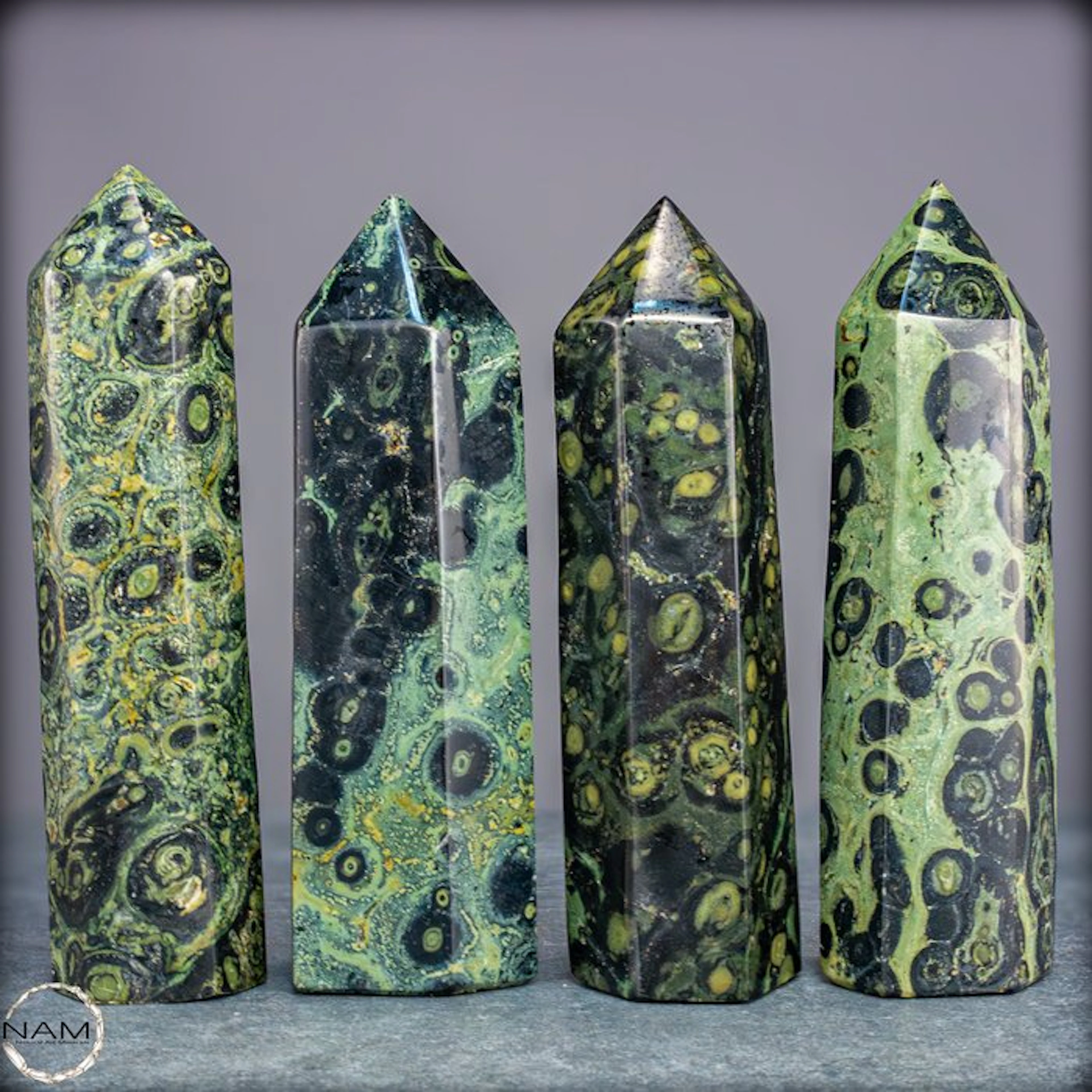 Kambaba Jasper Obelisk Set – impressive natural stone...