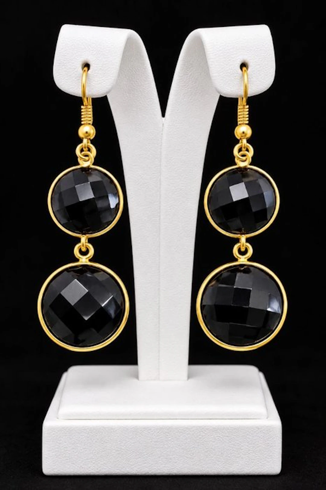 Elegant, high-quality faceted Black Onyx earrings from...