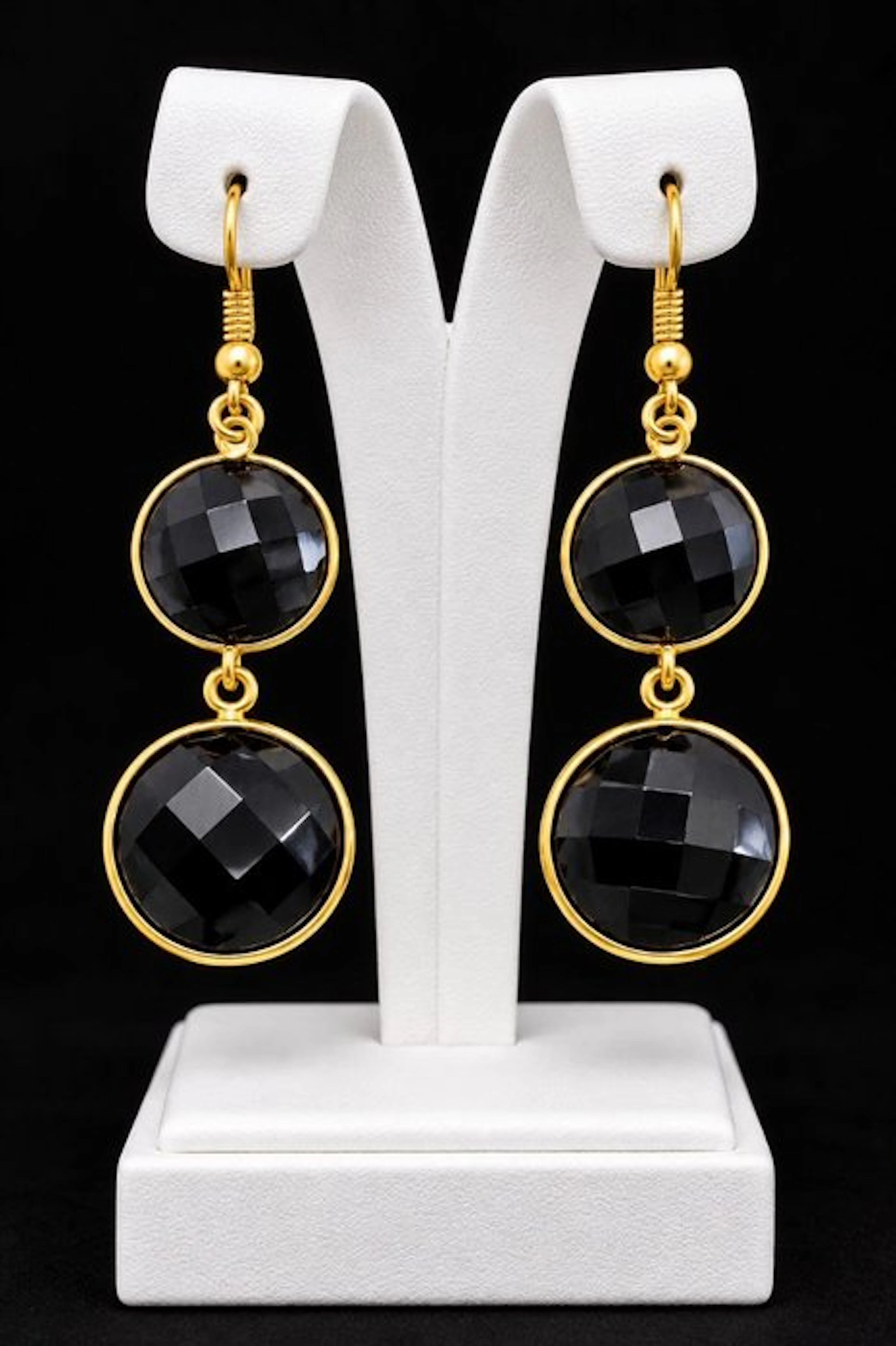 Elegant, high-quality faceted Black Onyx earrings from...