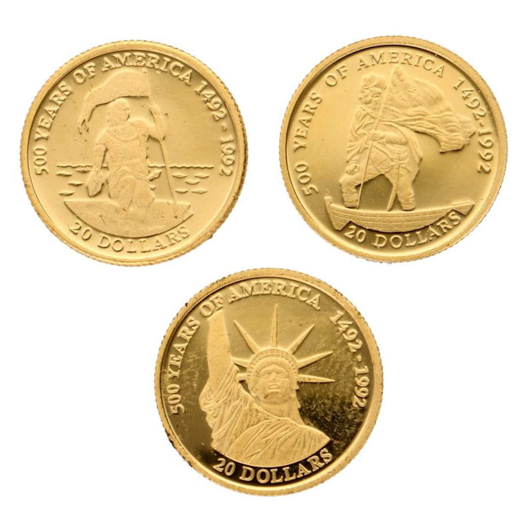 Cook Islands. 20 Dollars 1995 - "500 Years of America" (3 stuks)
