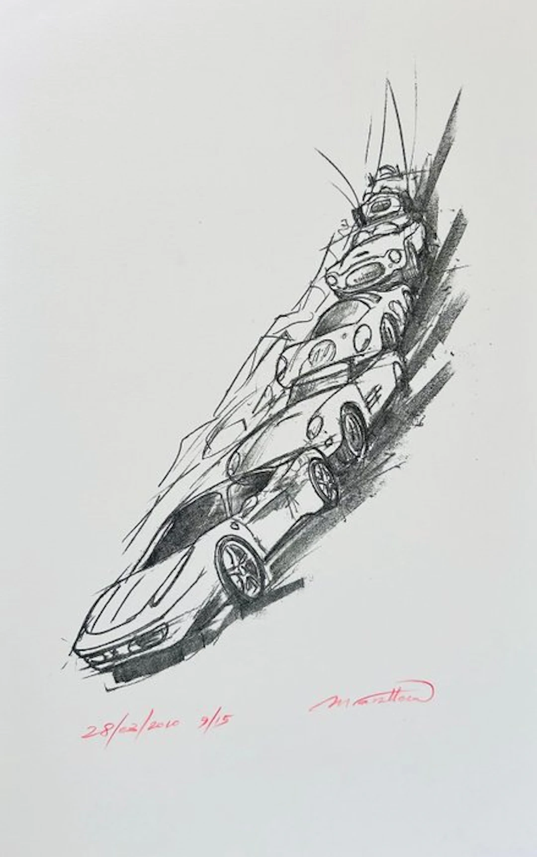 Maurizio Cavallero (1961) - Ferrari - Lithographie originale signée