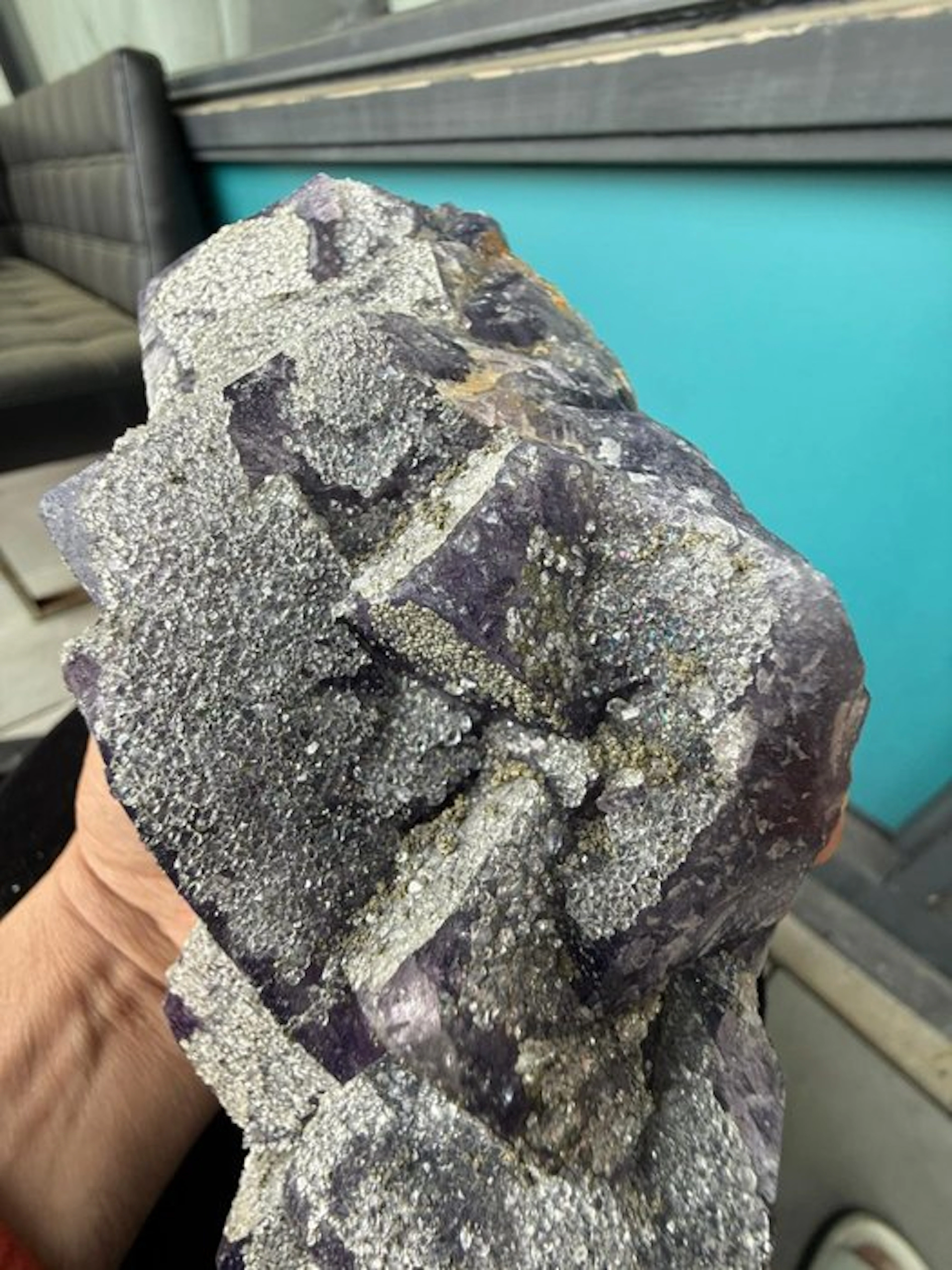 Natural Fluorite with Pyrite & Quartz Cluster – Cubic...