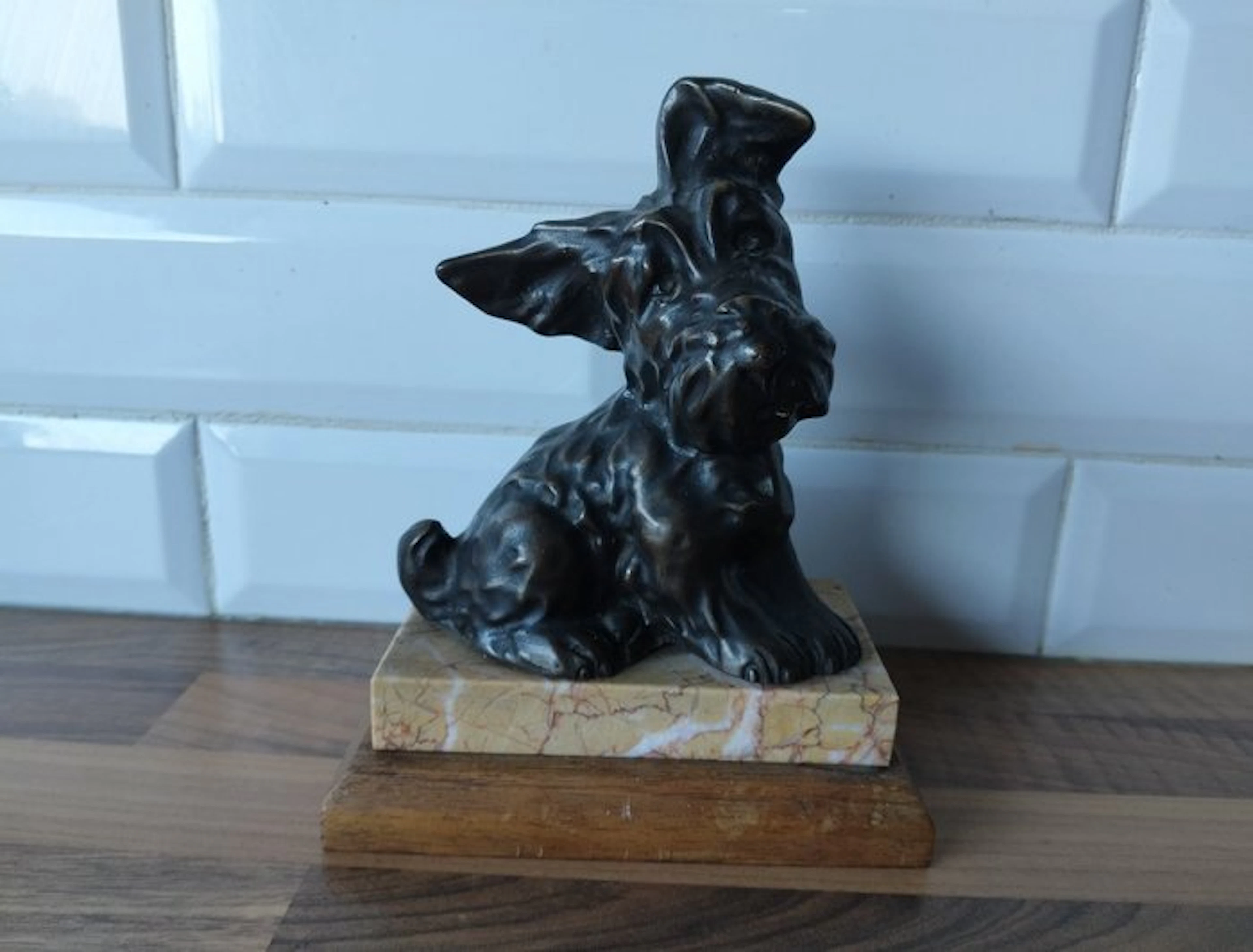 Sculpture, Terrier écossais - 18 cm - Bronze