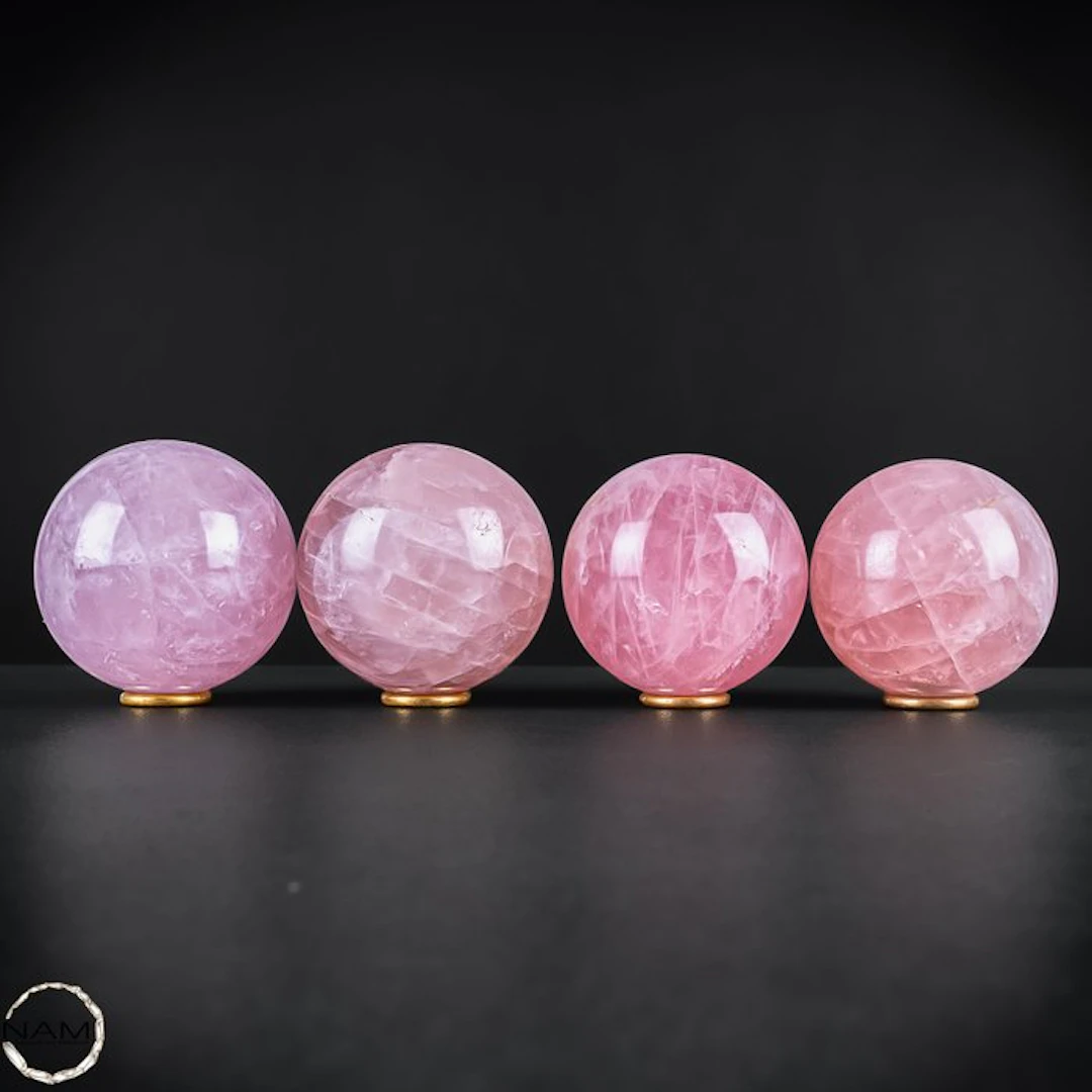 Rose Quartz Sphere Set – Timeless Elegance in Soft Pink...