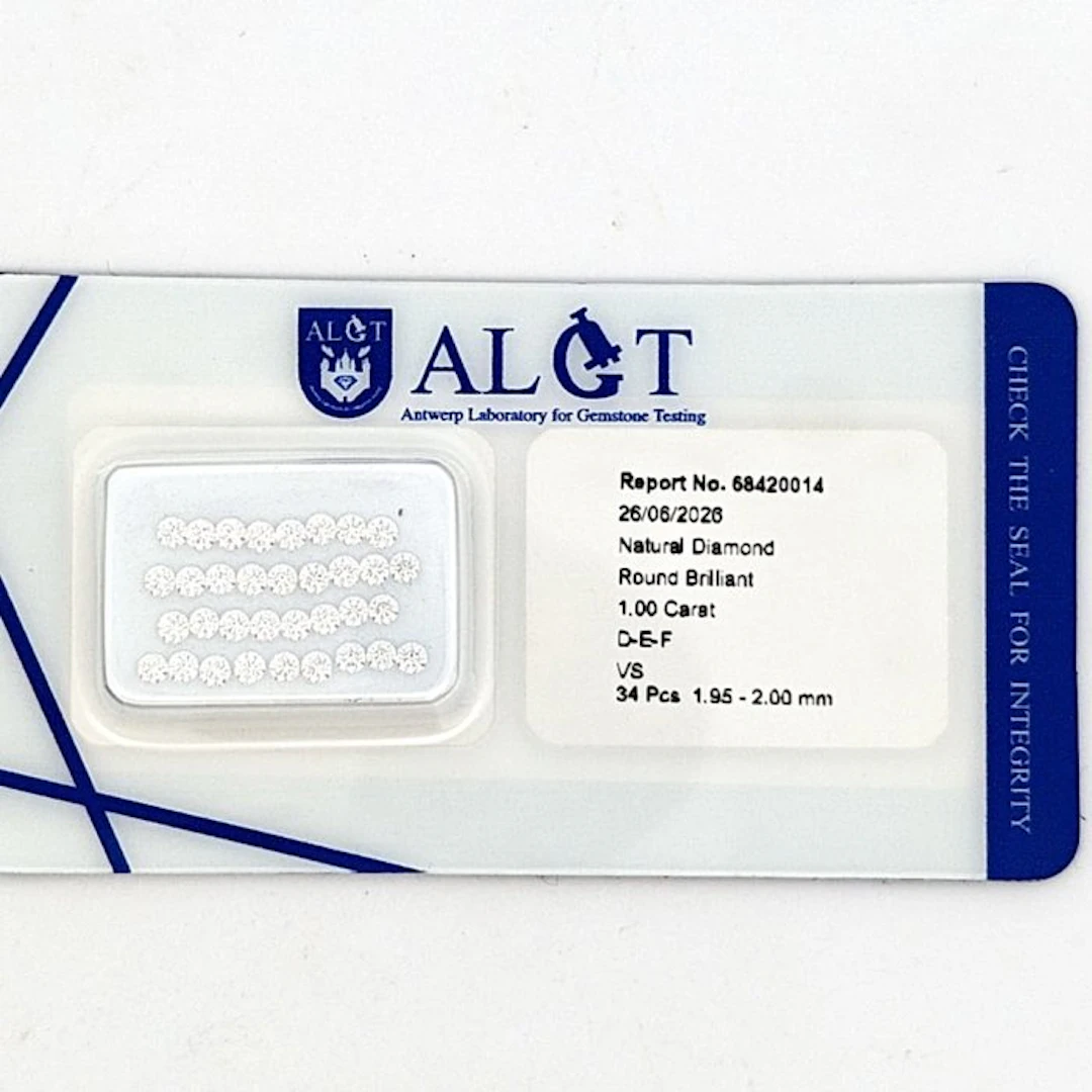 34 pcs Diamond (Natural) - 1.00 ct - Round - F