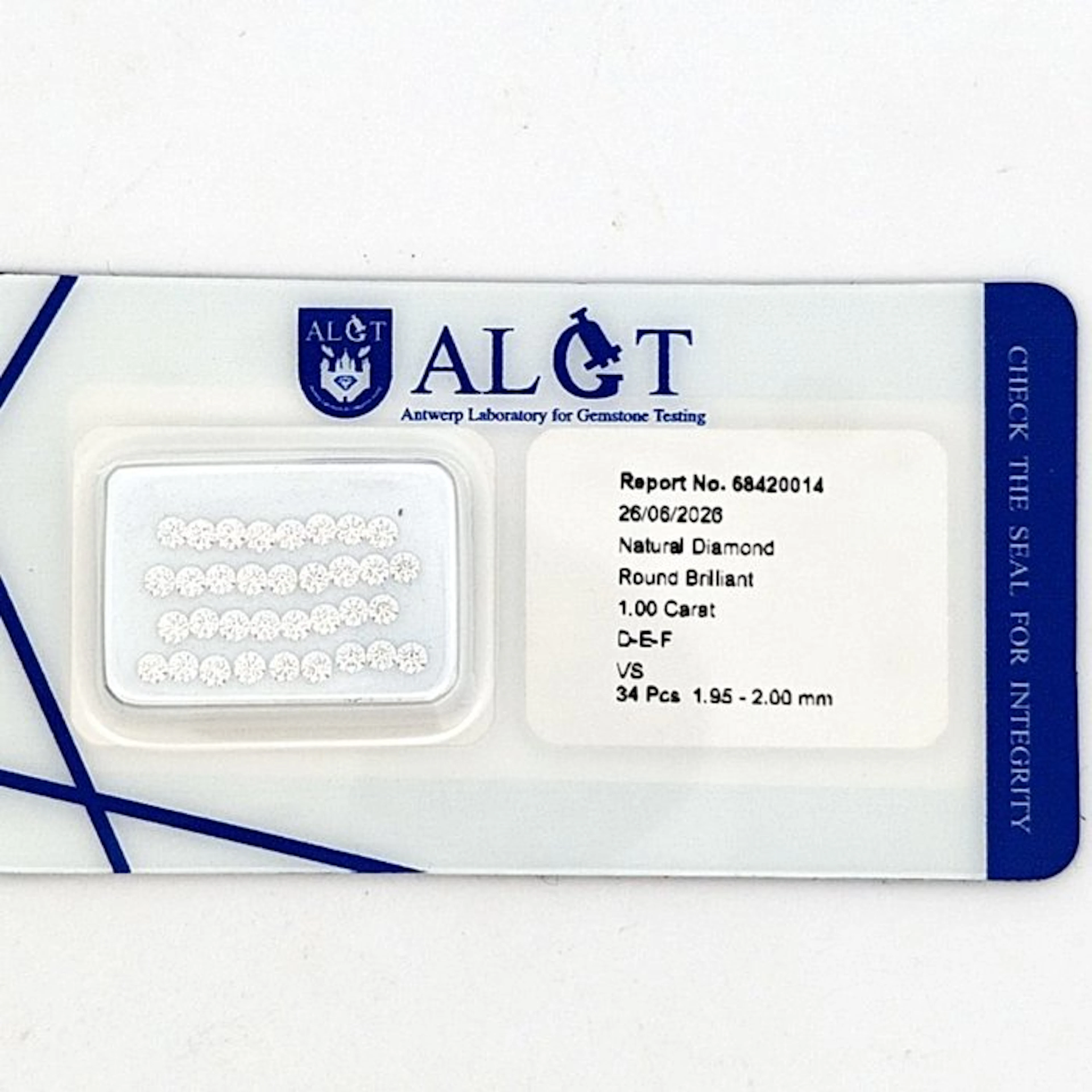 34 pcs Diamond (Natural) - 1.00 ct - Round - F