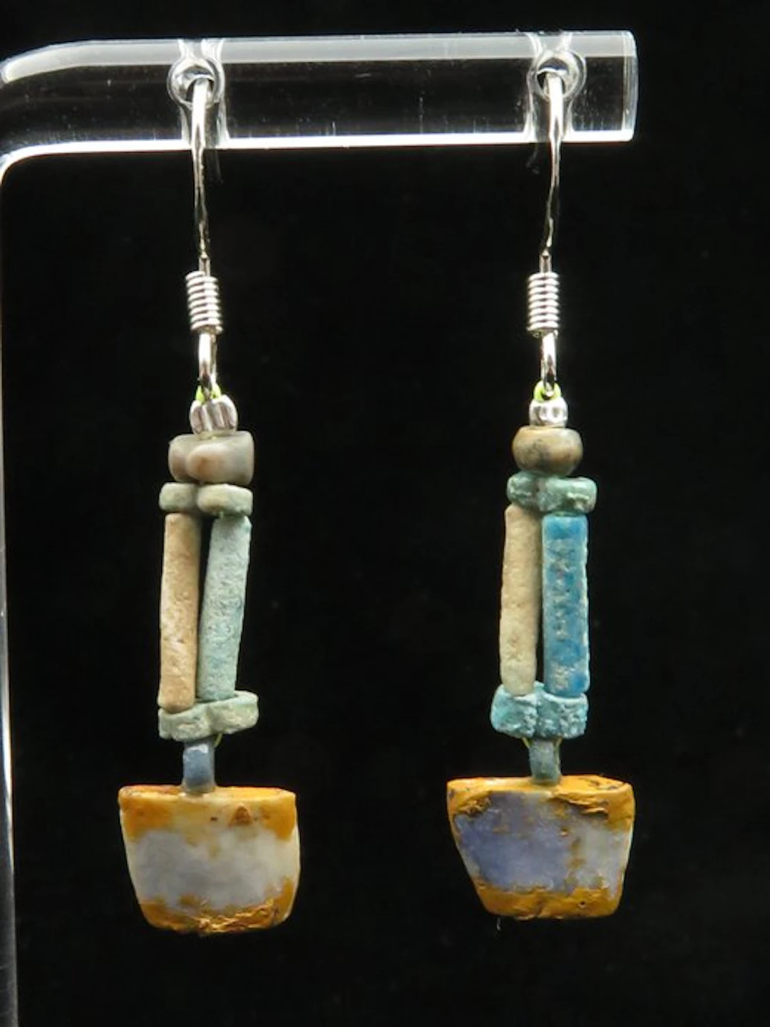 Ancient Egyptian Earrings made of Faience Mummy beads...
