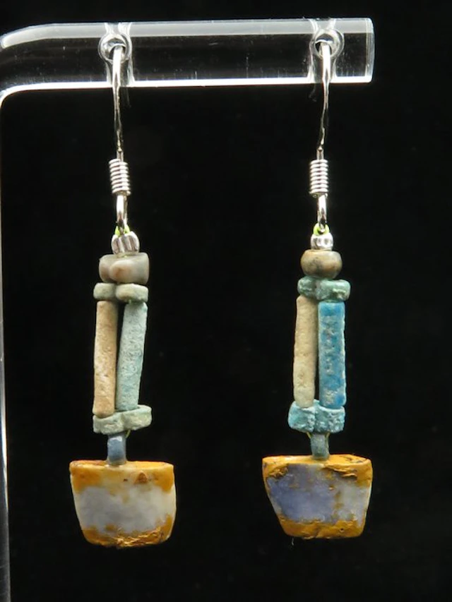 Ancient Egyptian Earrings made of Faience Mummy beads...