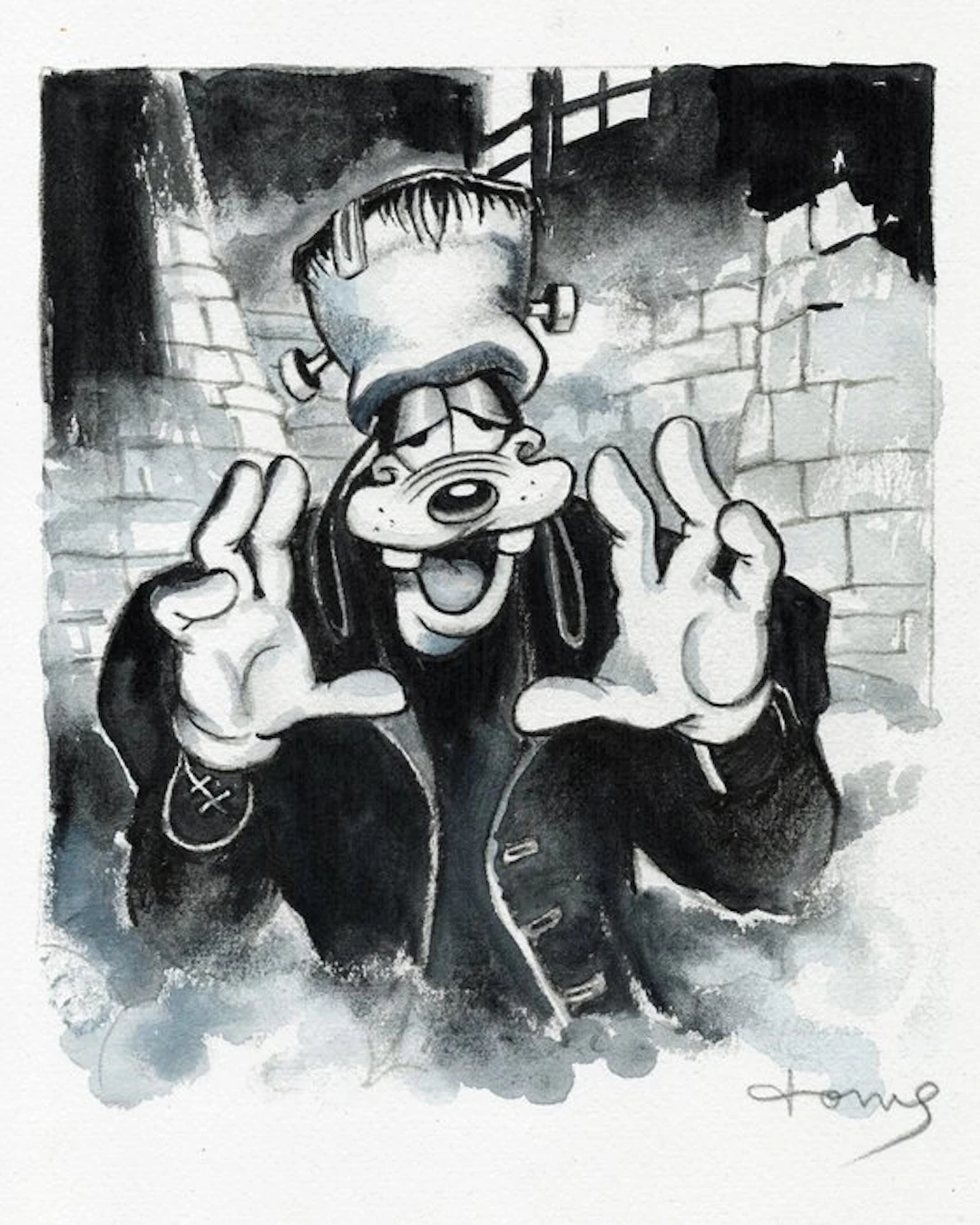 Tony Fernandez - Goofy Inspired by Frankenstein - Hand Signed Original Artwork