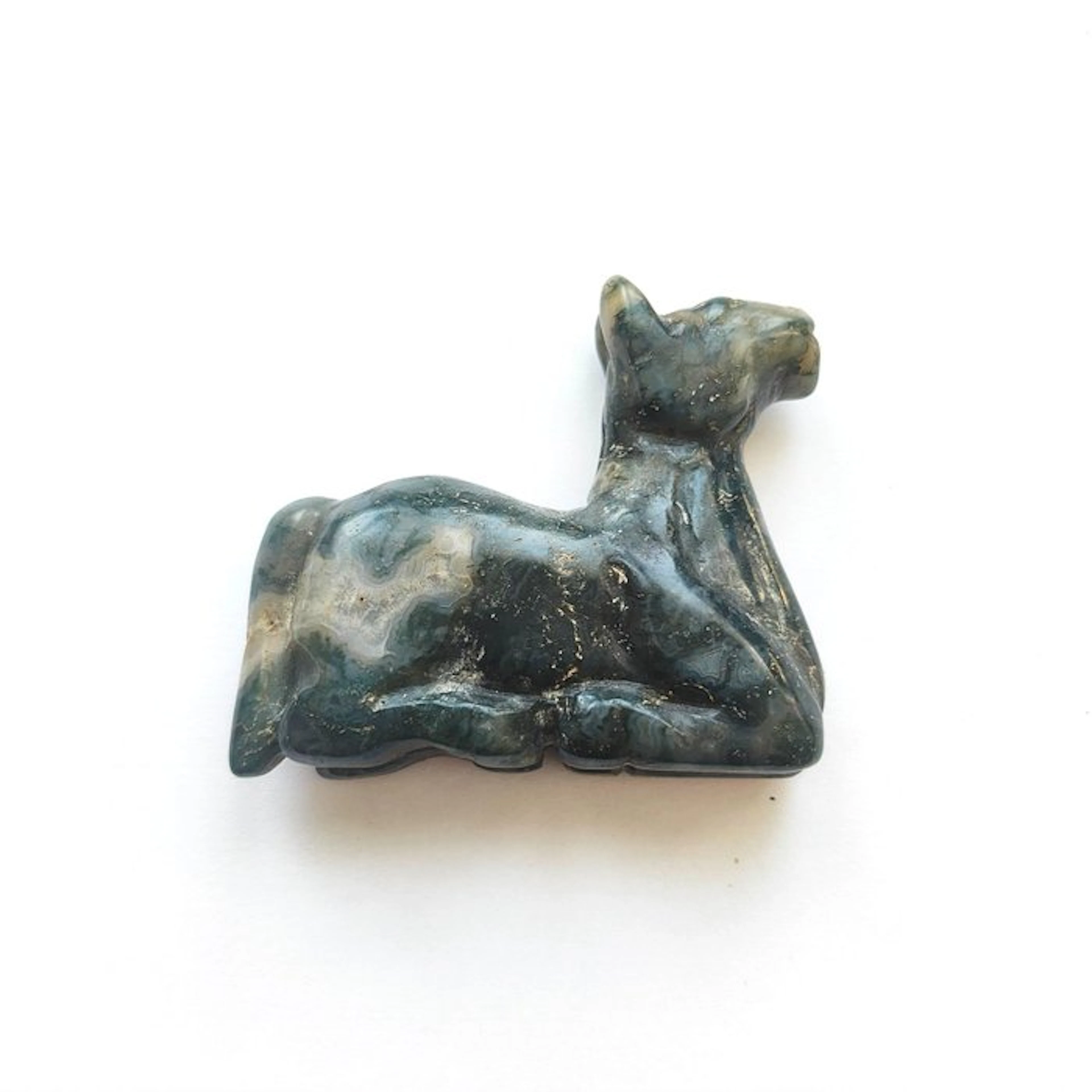 Ancient Tibetan or Nepalese Banded Agate Resting Horse Bead Talisman - 56 mm