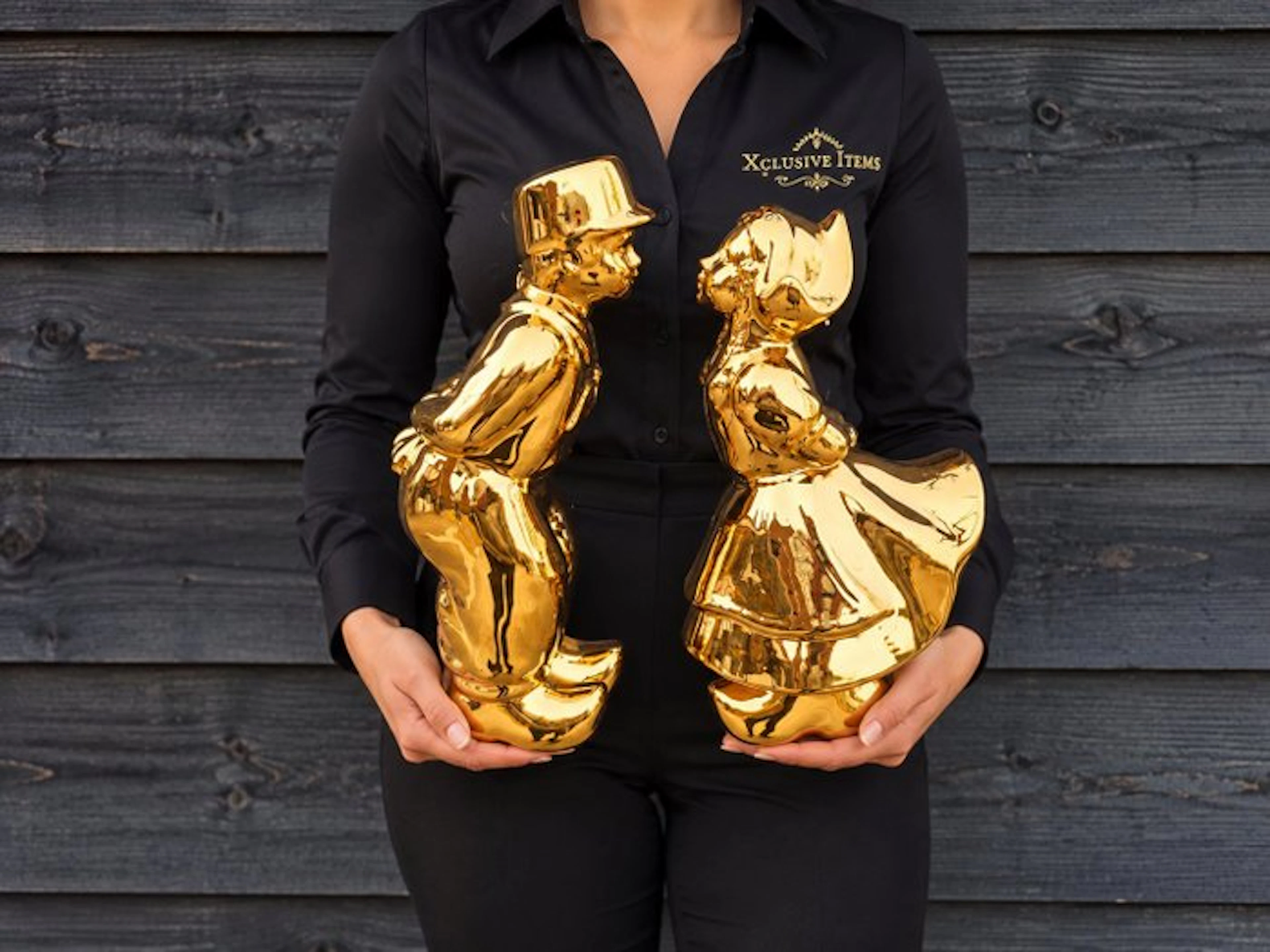 Statue, NO RESERVE PRICE - Romantic Gold Couple - 30 cm - Porcelain - 2026