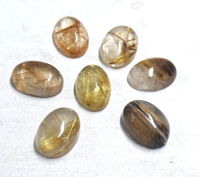 Lot - RUTILE QUARTZ - 100% NATURAL Cabochon- 8.42 g - (7)