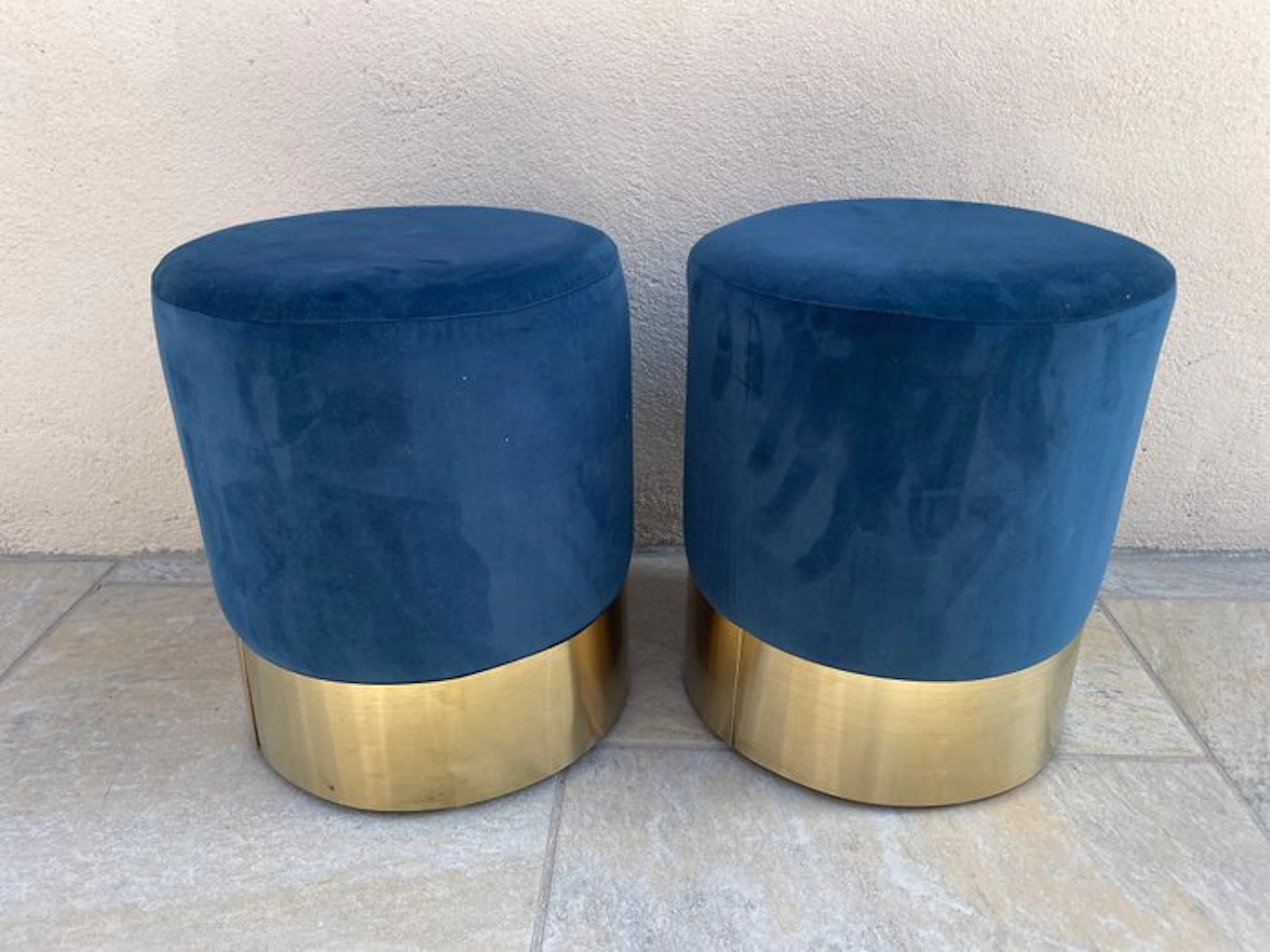 Pouffe (2) - Gilt brass, Velvet